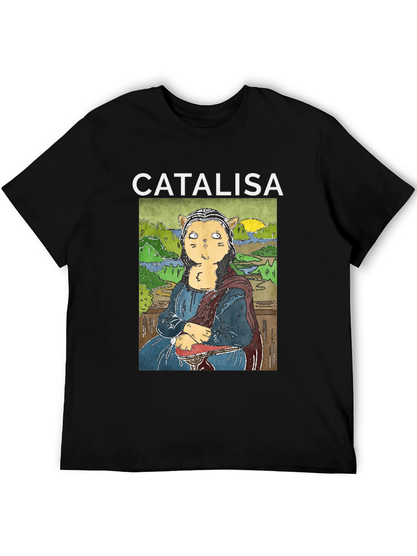 Catalisa Cat Mona Lisa Art T-Shirt