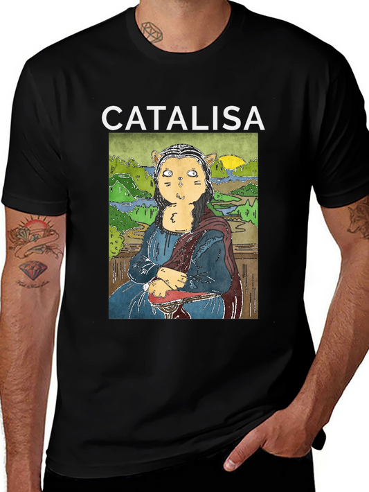 Catalisa Cat Mona Lisa Art T-Shirt