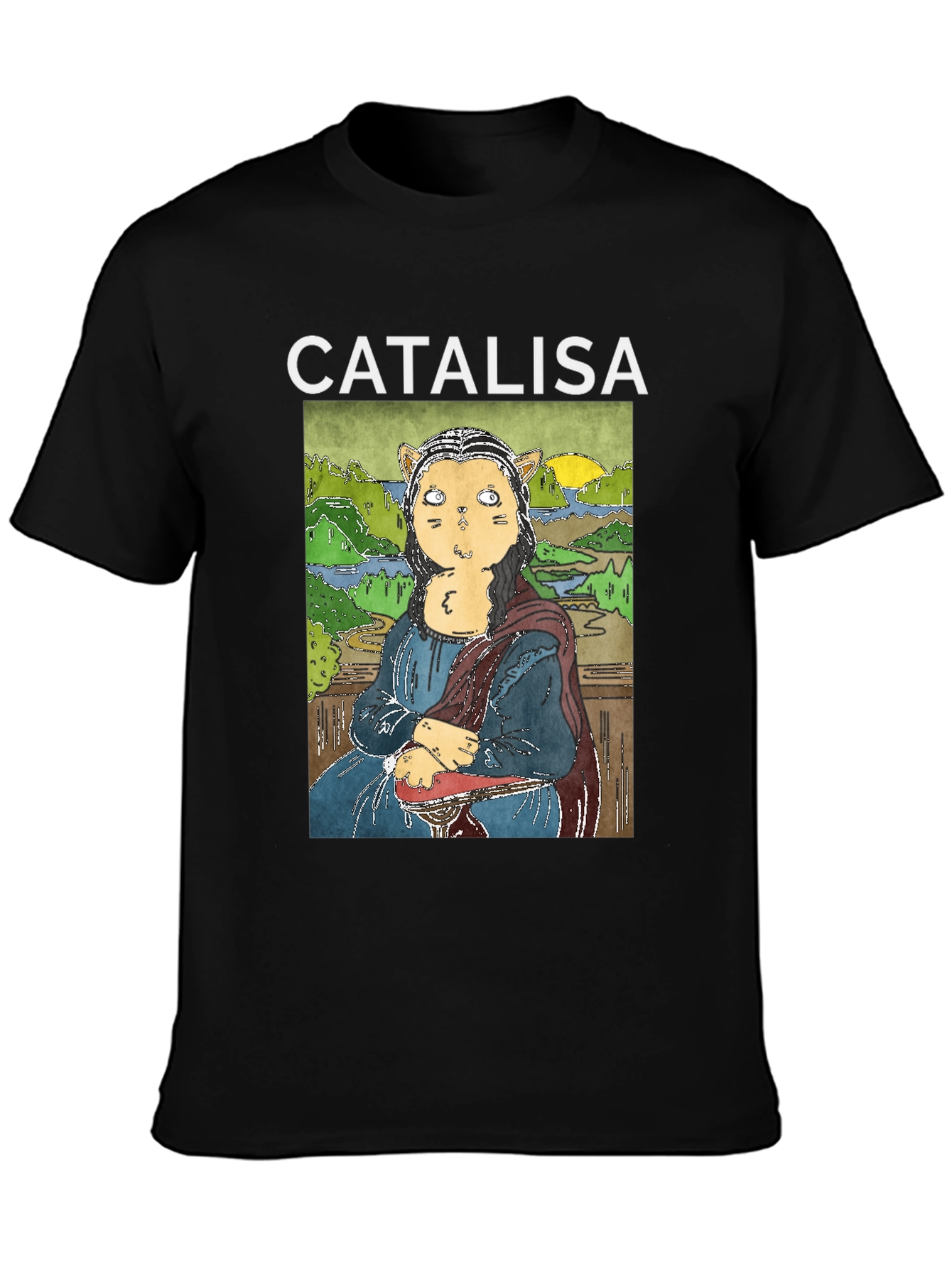 Catalisa Cat Mona Lisa Art T-Shirt