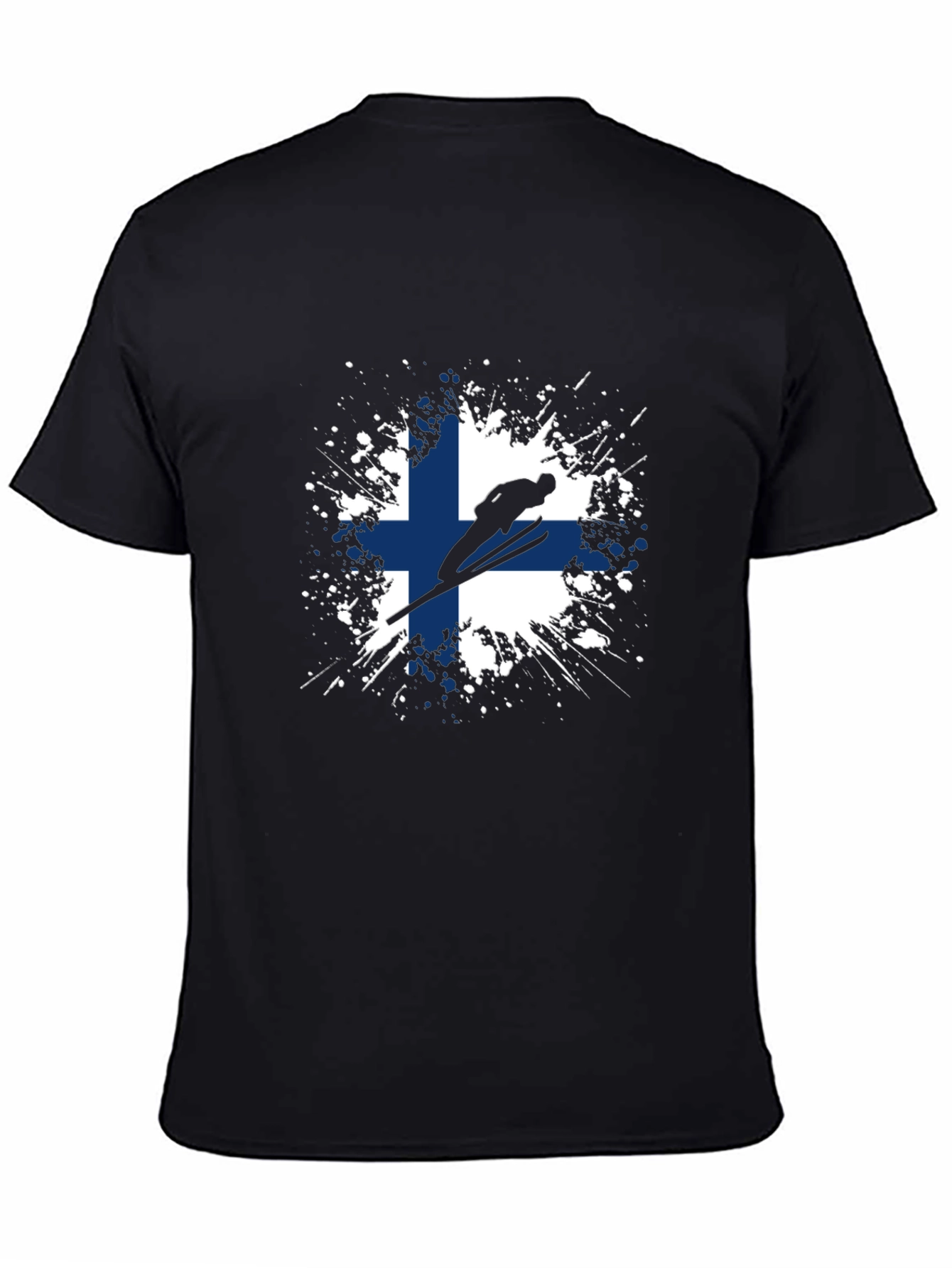 Finland Flag Ski Jump Black T-Shirt