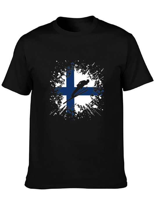 Finland Flag Ski Jump Black T-Shirt