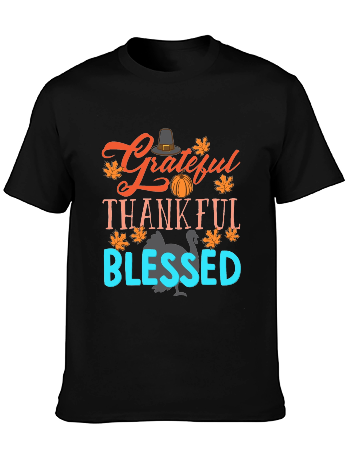 Grateful Thankful Blessed Thanksgiving Graphic Tee