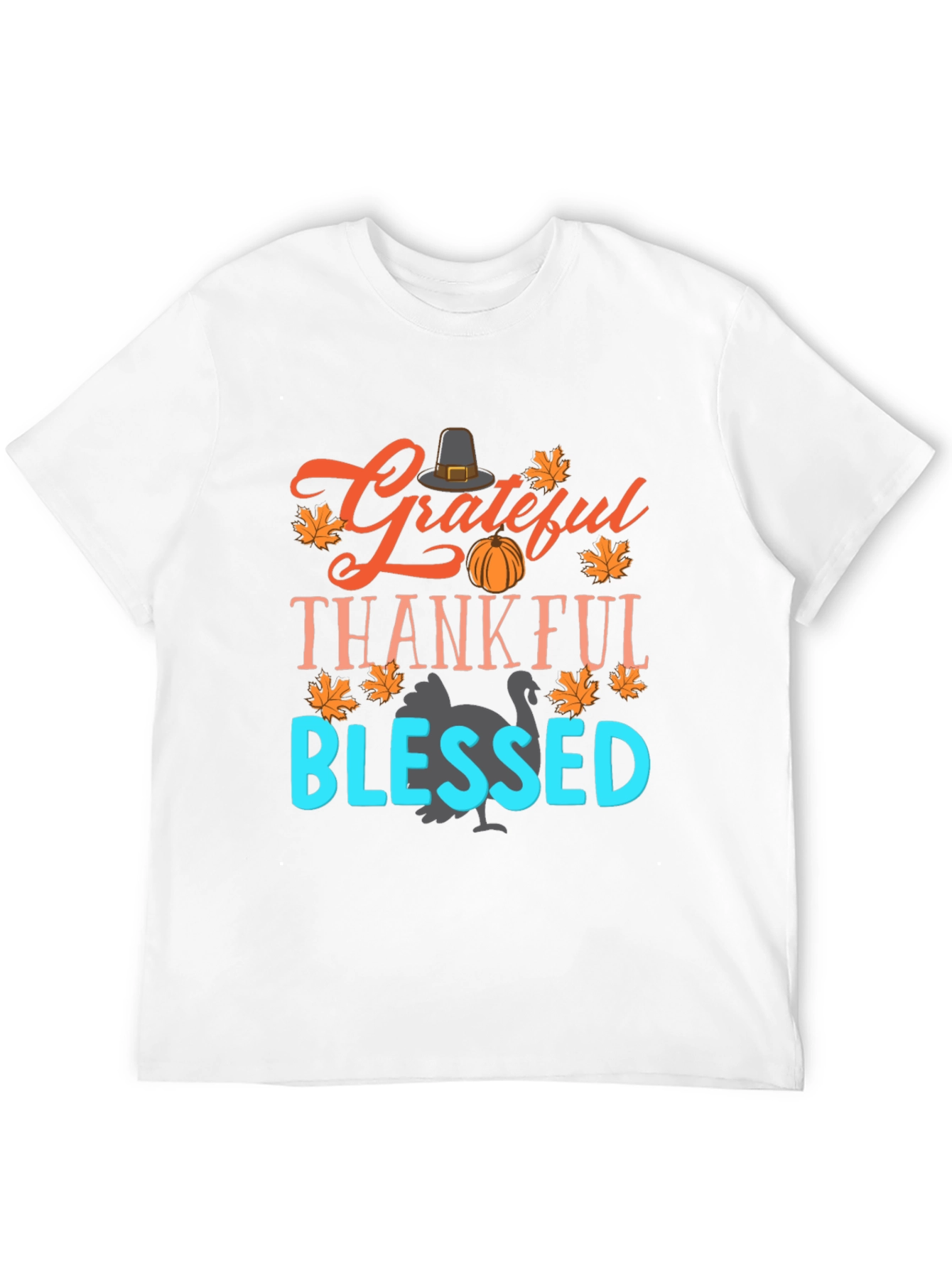 Grateful Thankful Blessed Thanksgiving Graphic Tee