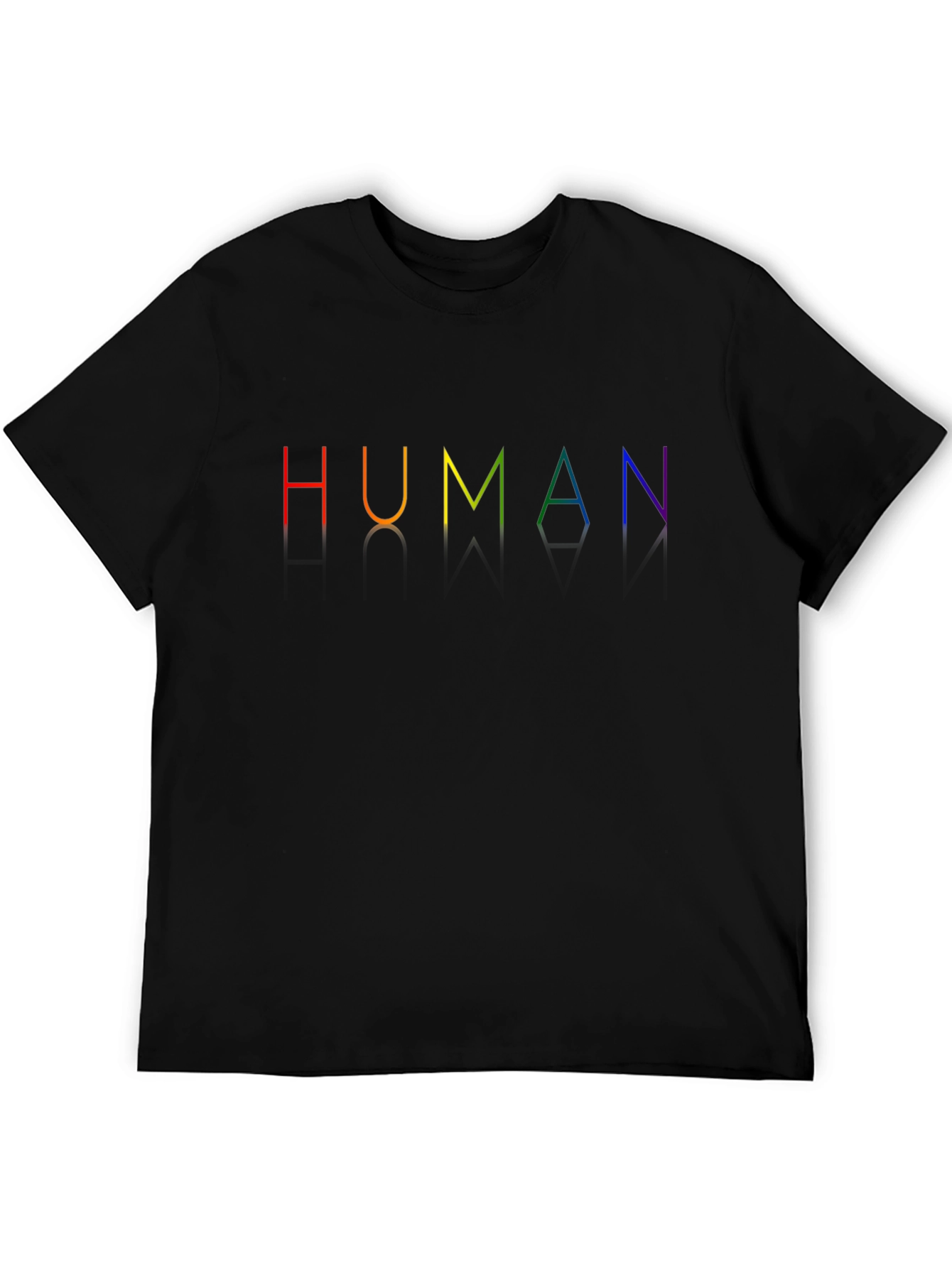 Human Rainbow Pride T-Shirt - Black Crew Neck