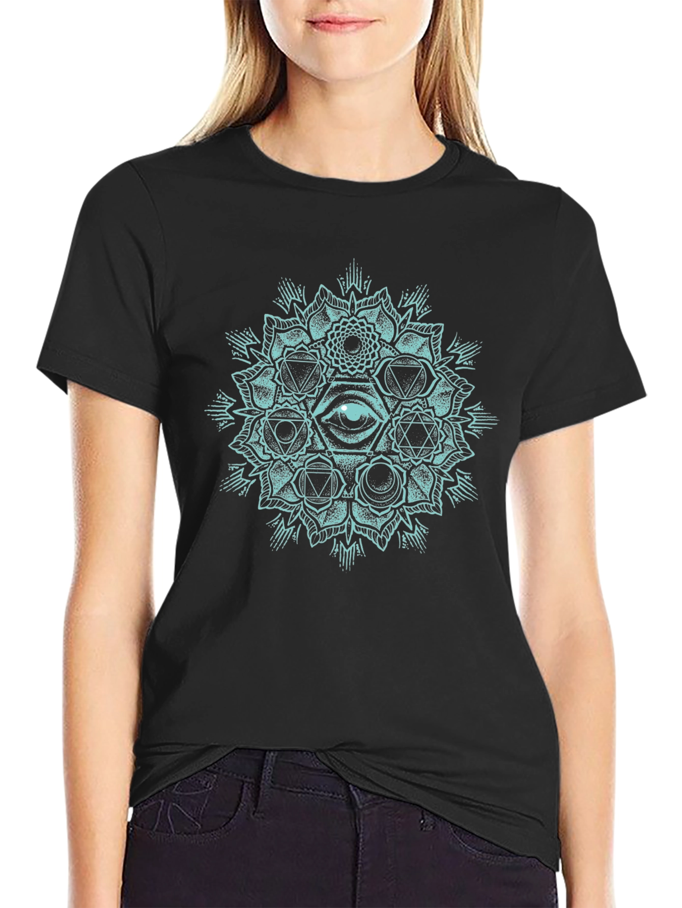 Mystic Eye Mandala Graphic T-Shirt - Black