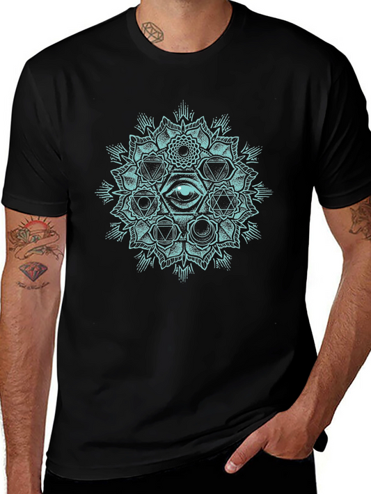 Mystic Eye Mandala Graphic T-Shirt - Black