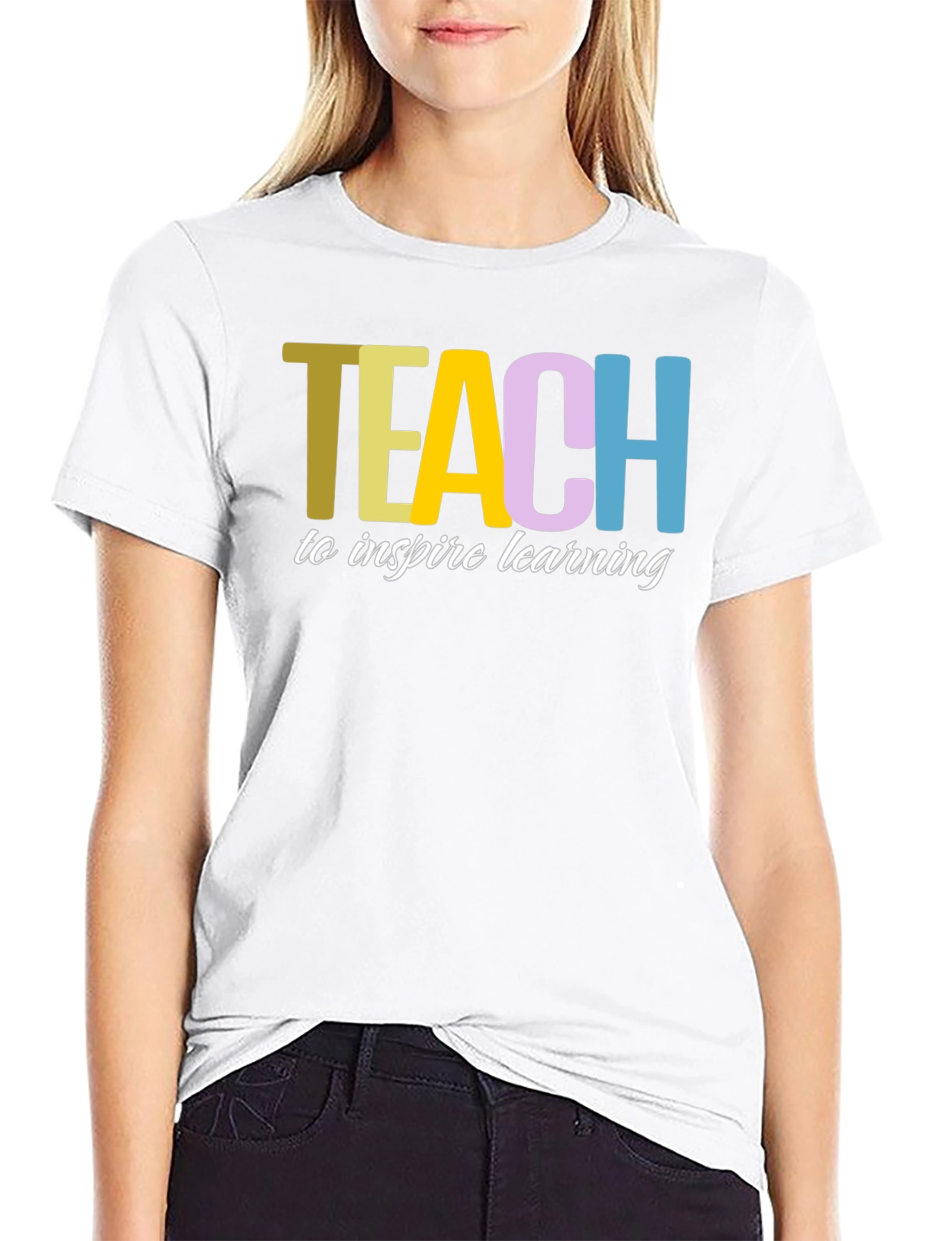 Teach to Inspire Learning Black Cotton T-Shirt