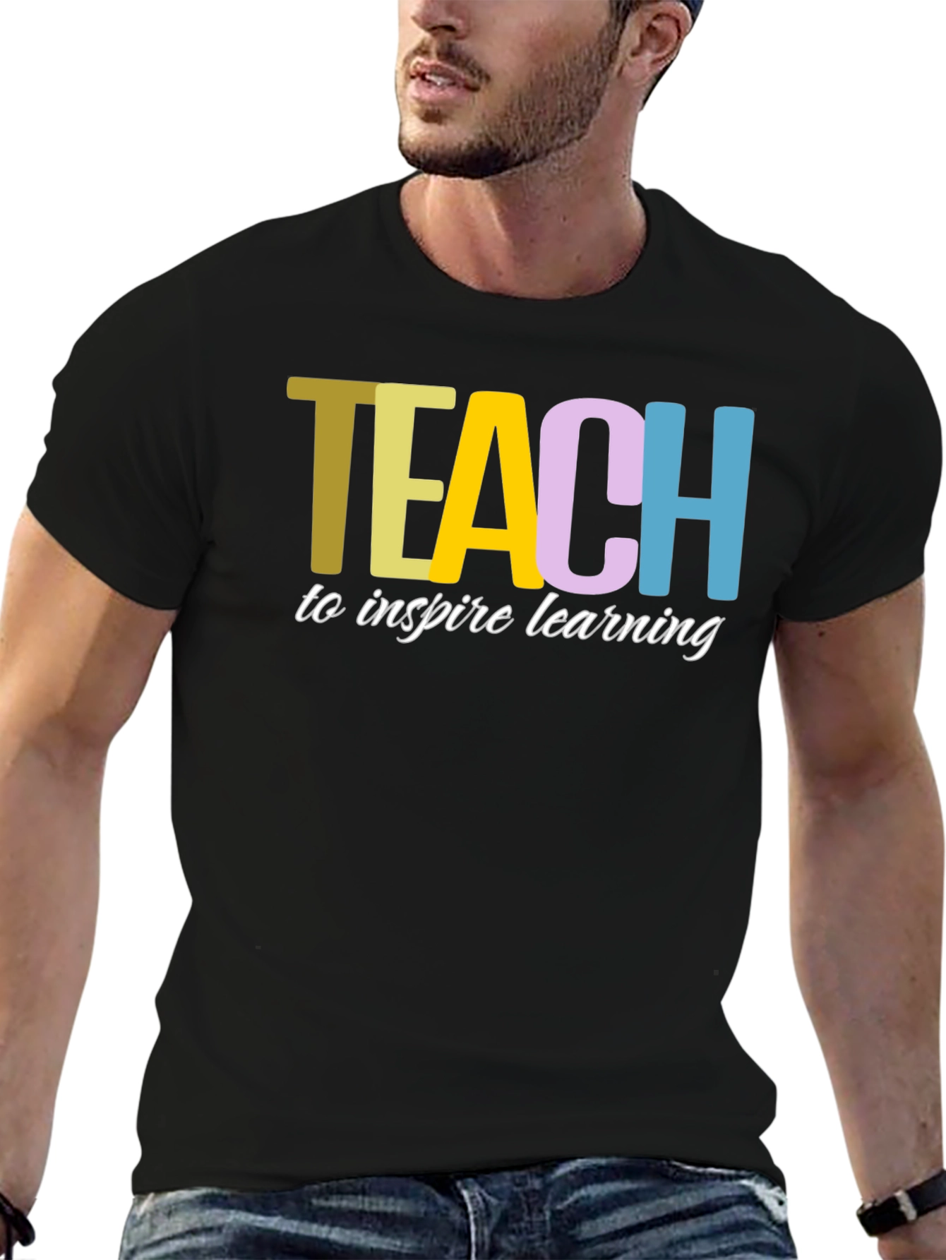 Teach to Inspire Learning Black Cotton T-Shirt
