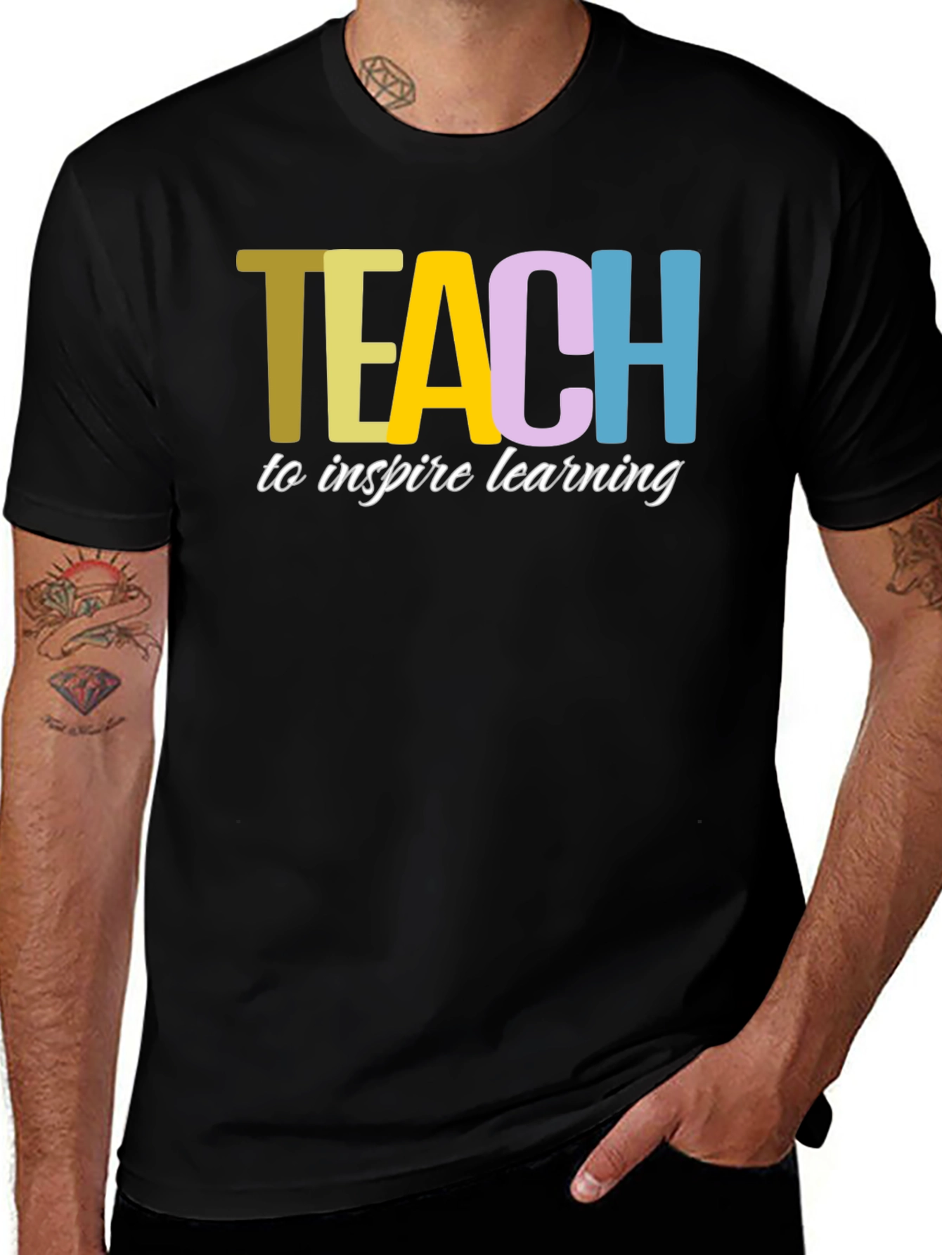 Teach to Inspire Learning Black Cotton T-Shirt