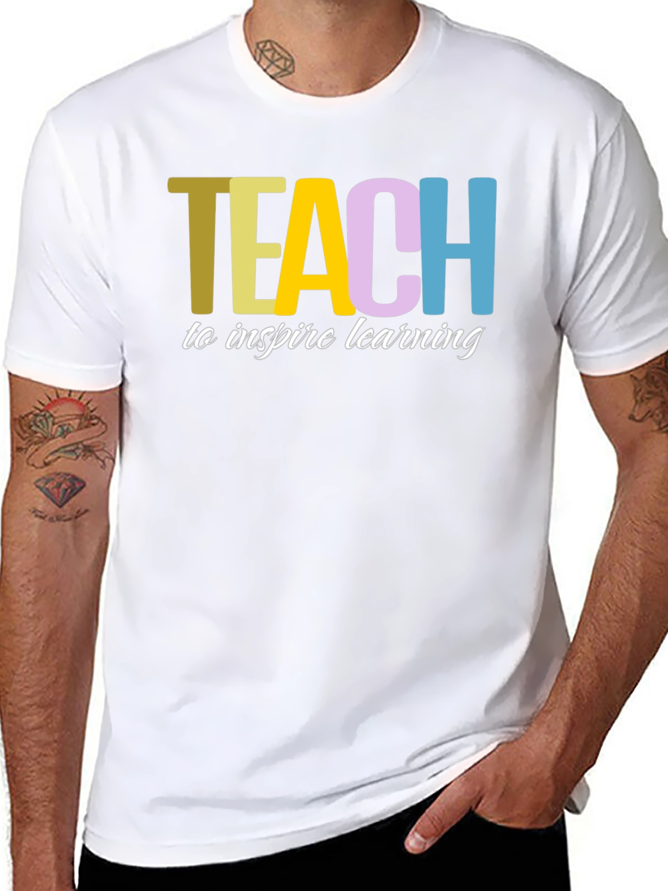 Teach to Inspire Learning Black Cotton T-Shirt