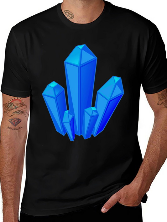 Blue Crystal Graphic Black T-Shirt