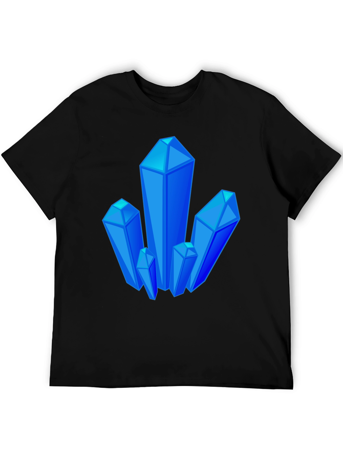Blue Crystal Graphic Black T-Shirt
