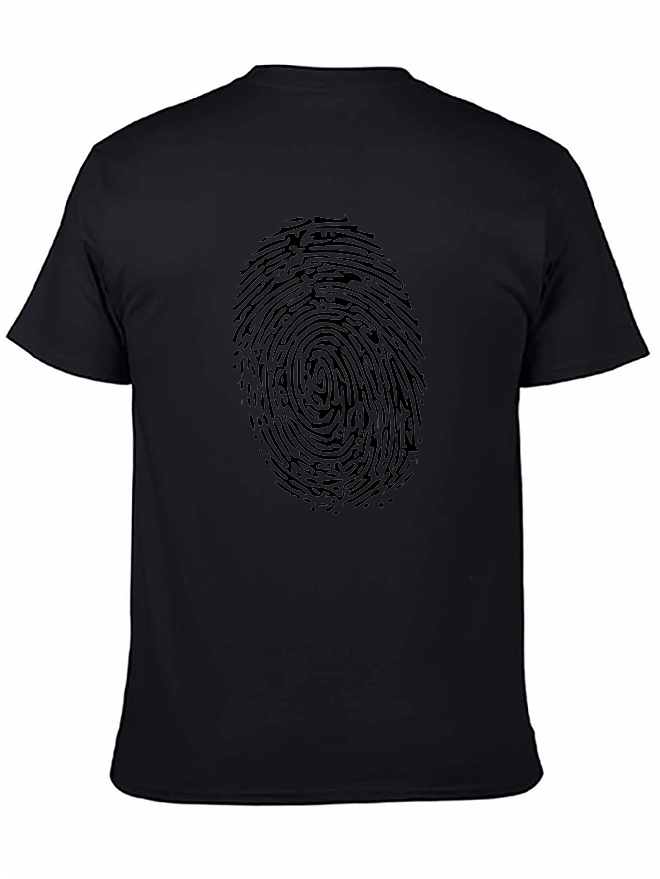 Fingerprint Graphic Black Crew Neck Tee