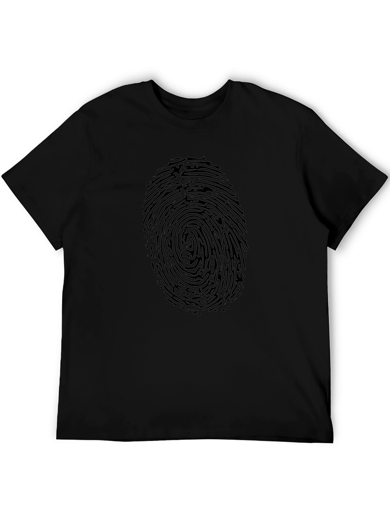 Fingerprint Graphic Black Crew Neck Tee