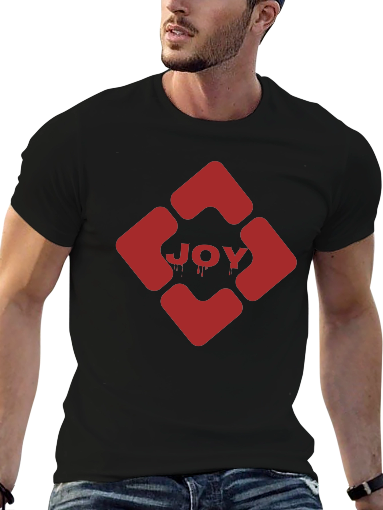 JOY Graphic Tee - Edgy Red Design on Black