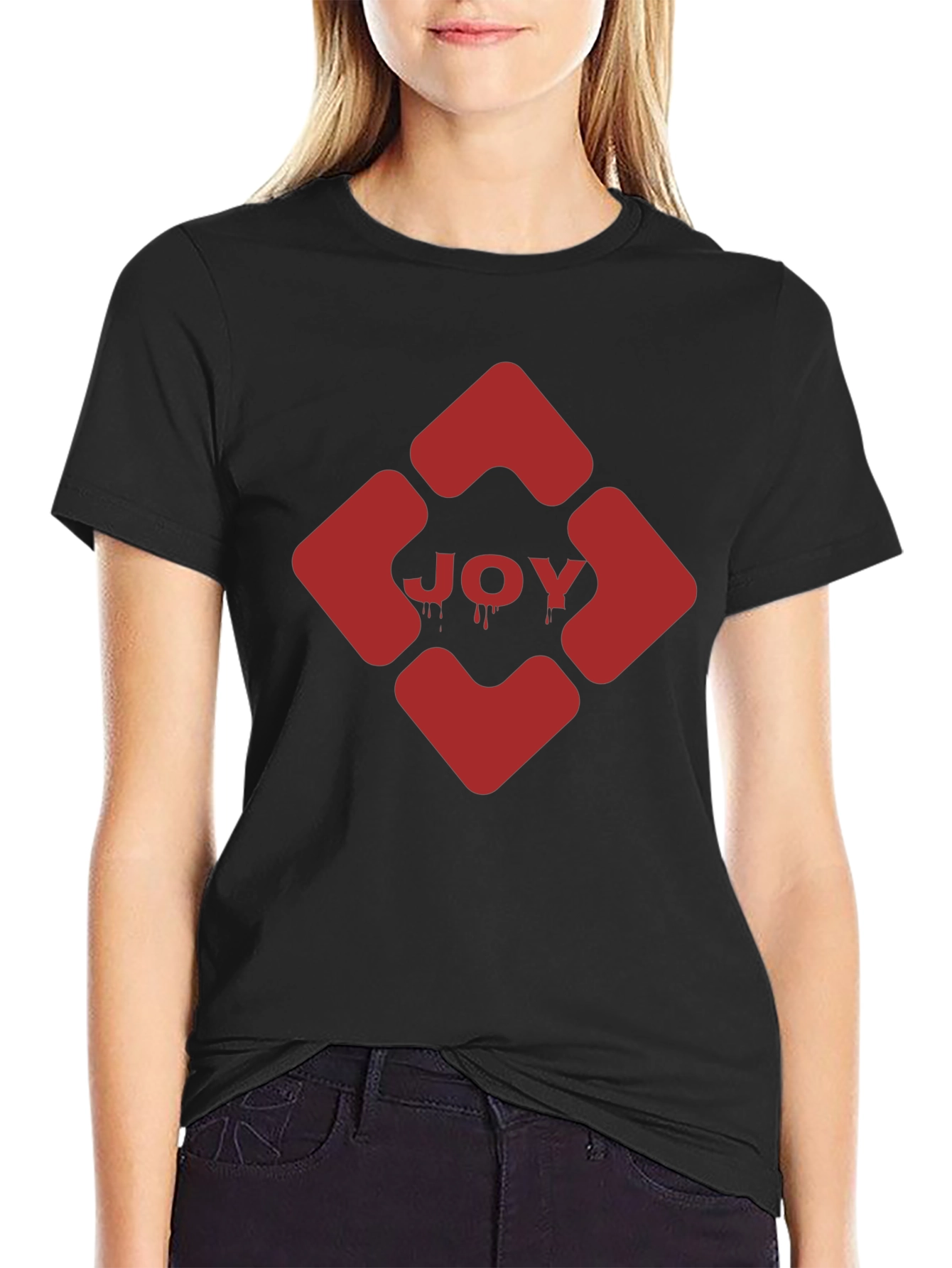 JOY Graphic Tee - Edgy Red Design on Black