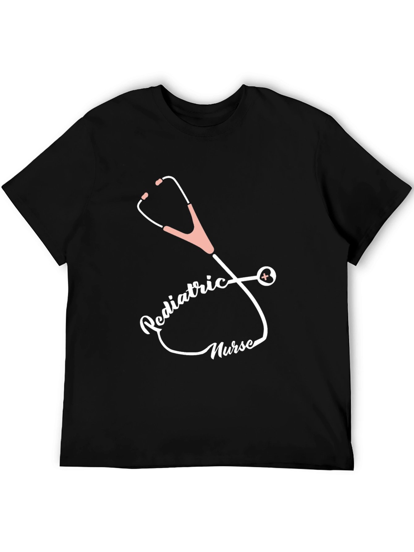Pediatric Nurse Stethoscope Graphic Tee - Black