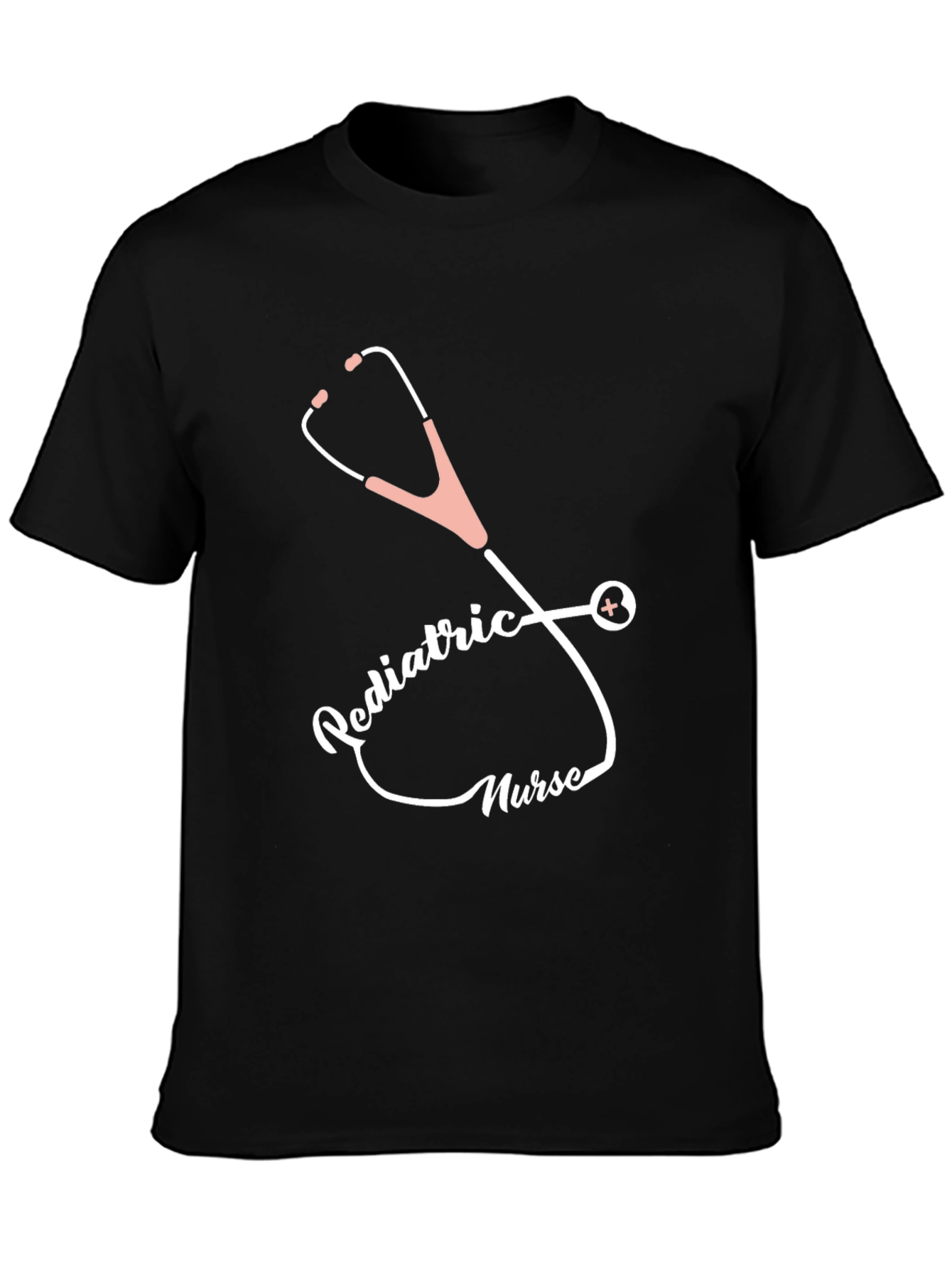 Pediatric Nurse Stethoscope Graphic Tee - Black