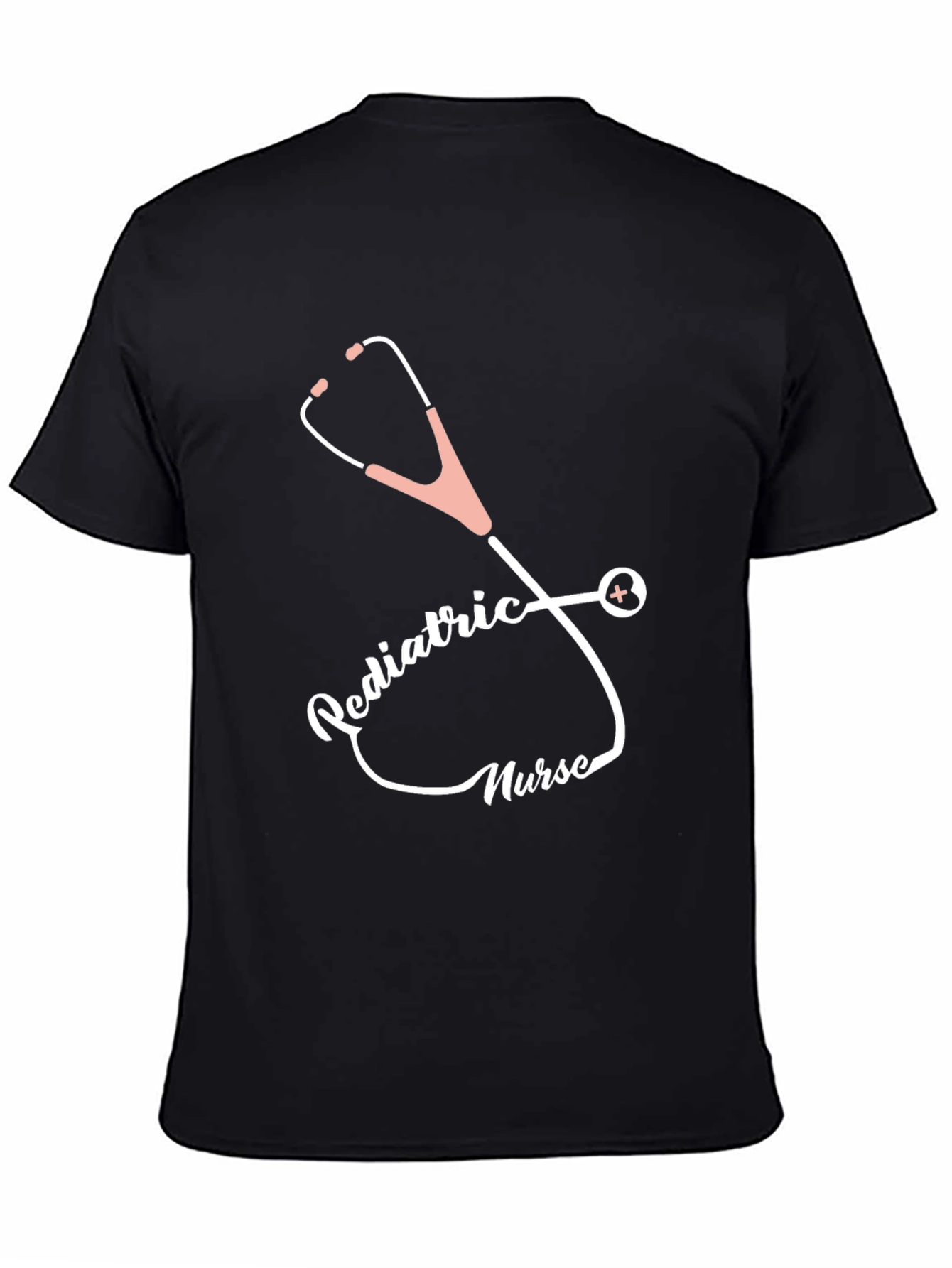 Pediatric Nurse Stethoscope Graphic Tee - Black