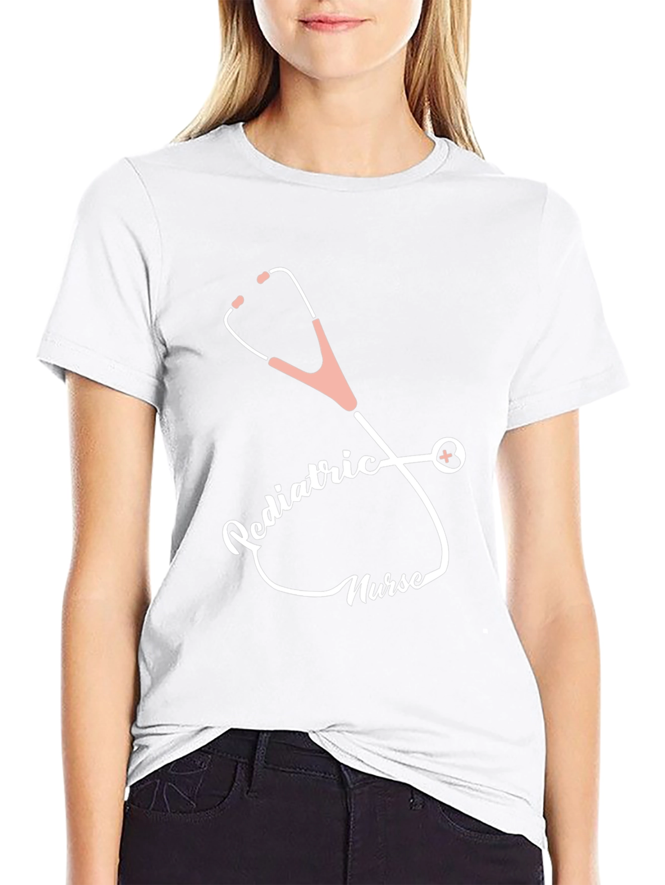 Pediatric Nurse Stethoscope Graphic Tee - Black