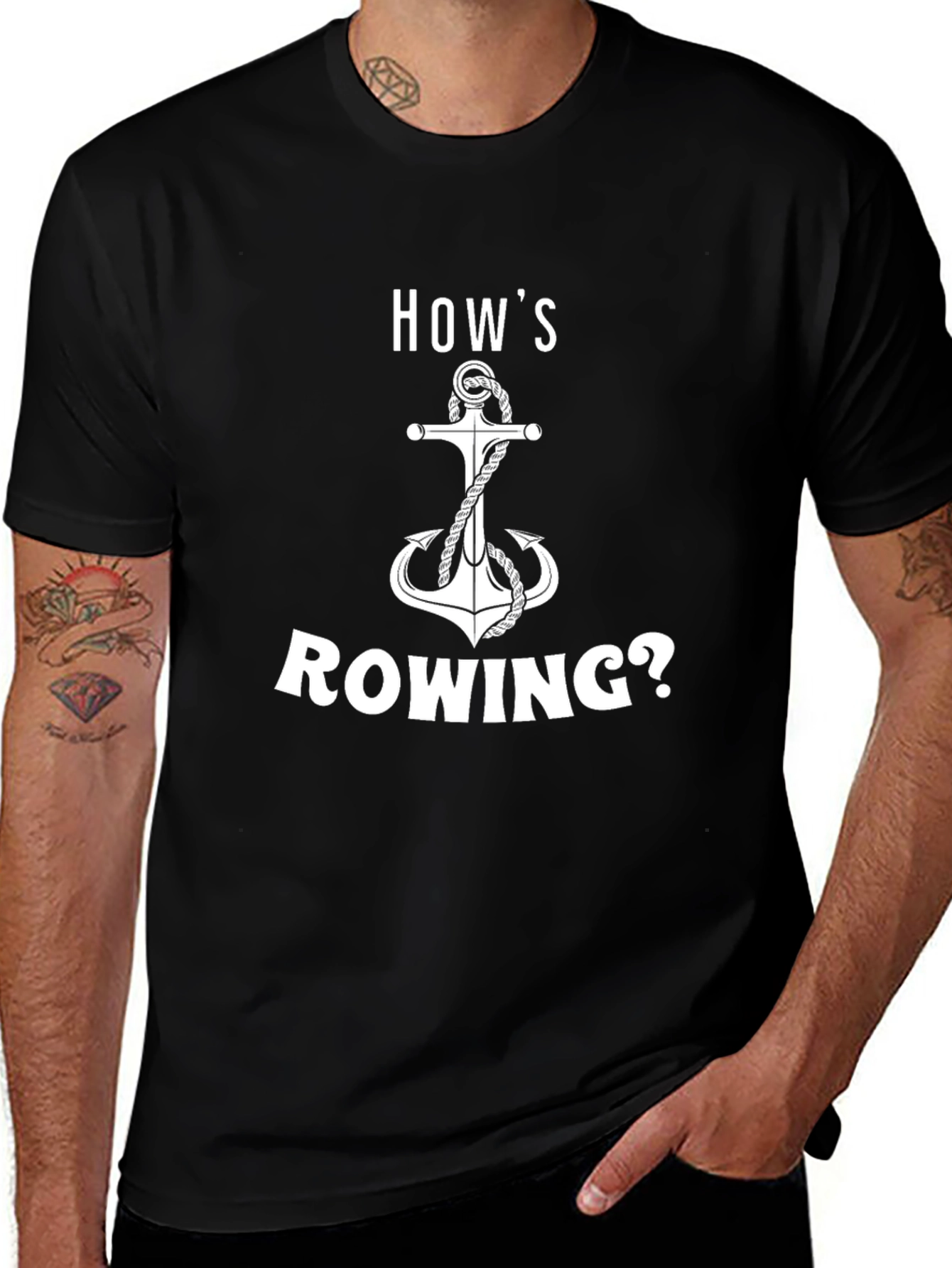 Hows Rowing? Graphic Anchor T-Shirt