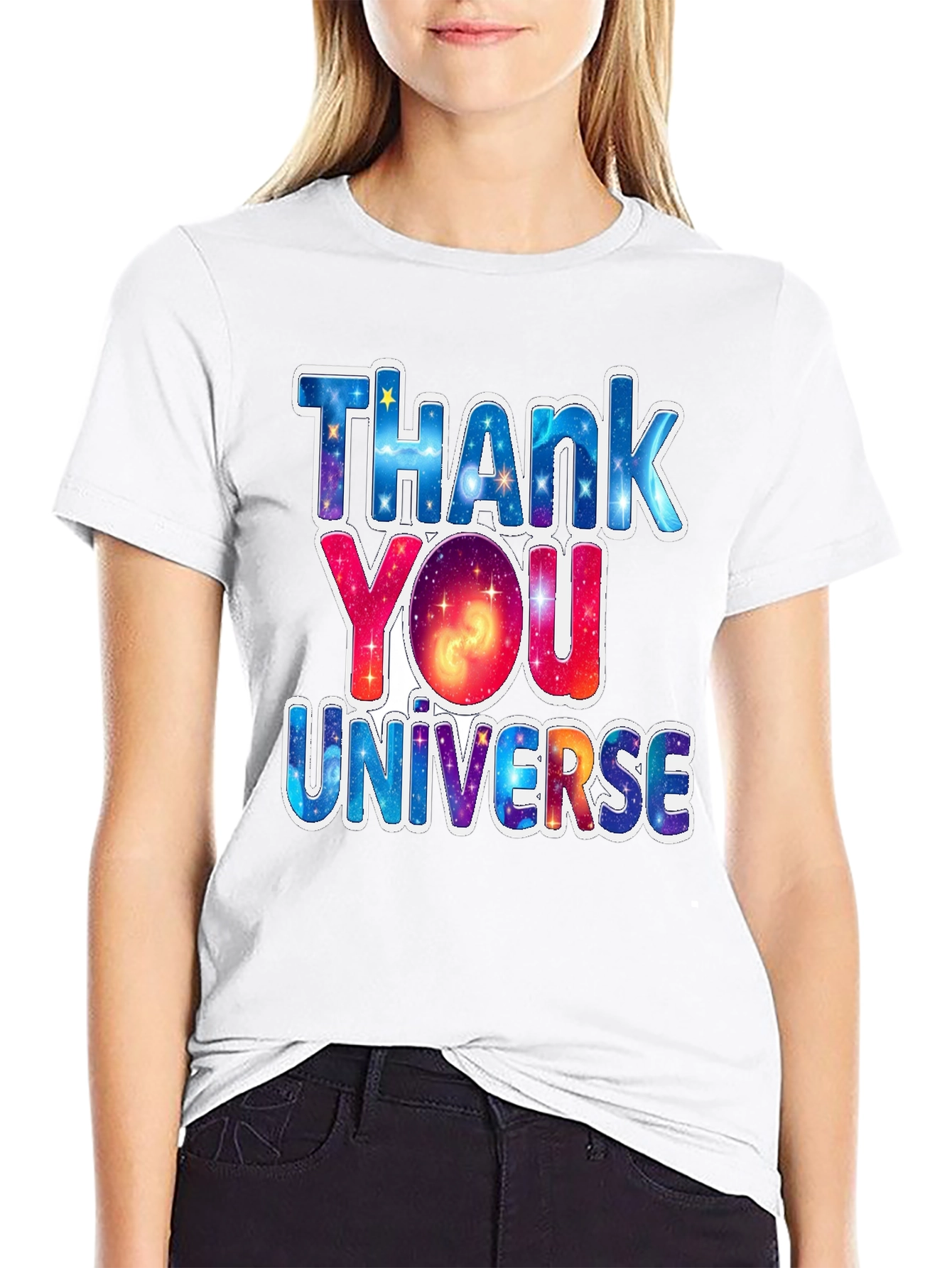 Thank You Universe Graphic Tee - Black Cotton T-Shirt