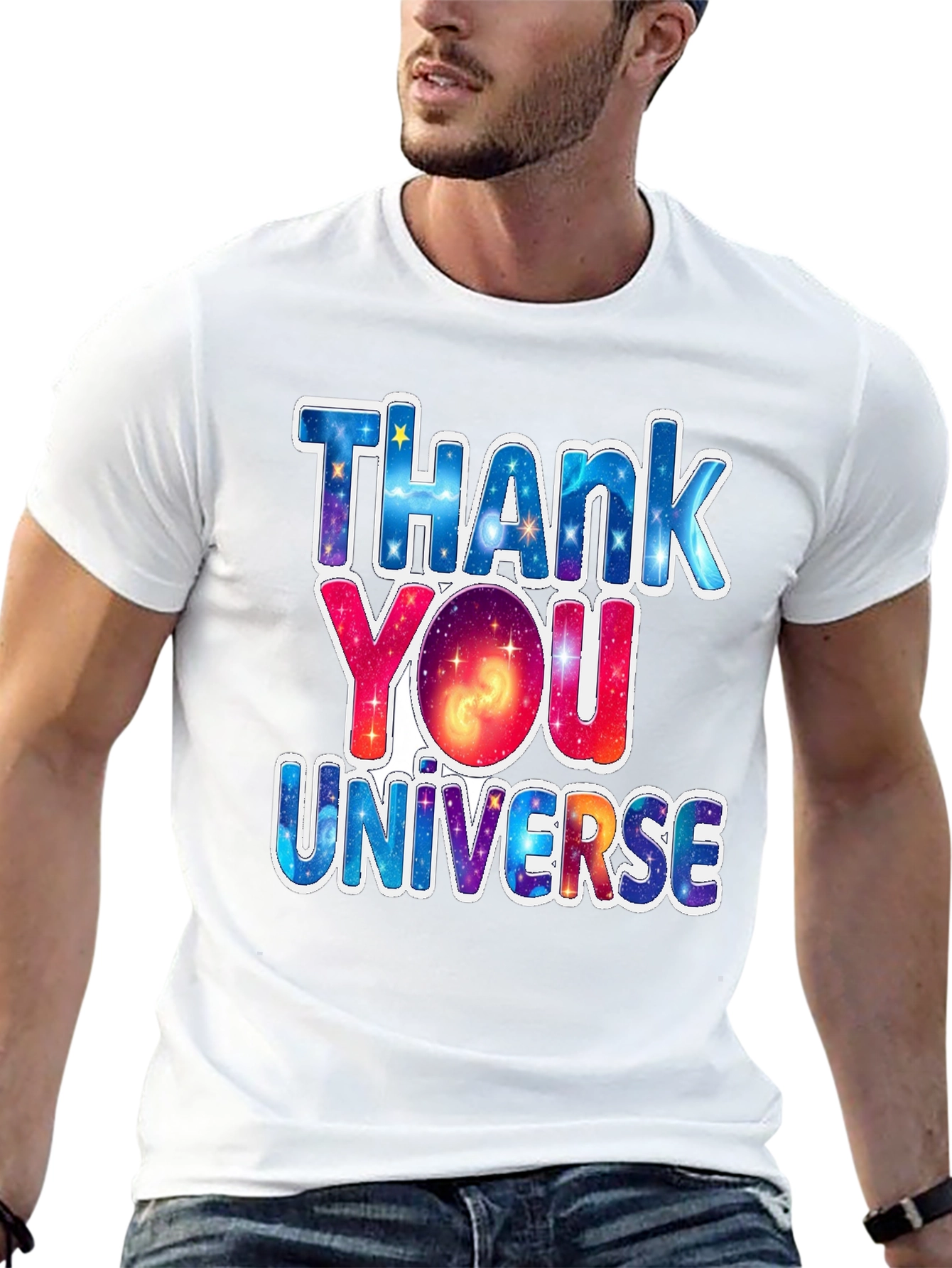 Thank You Universe Graphic Tee - Black Cotton T-Shirt