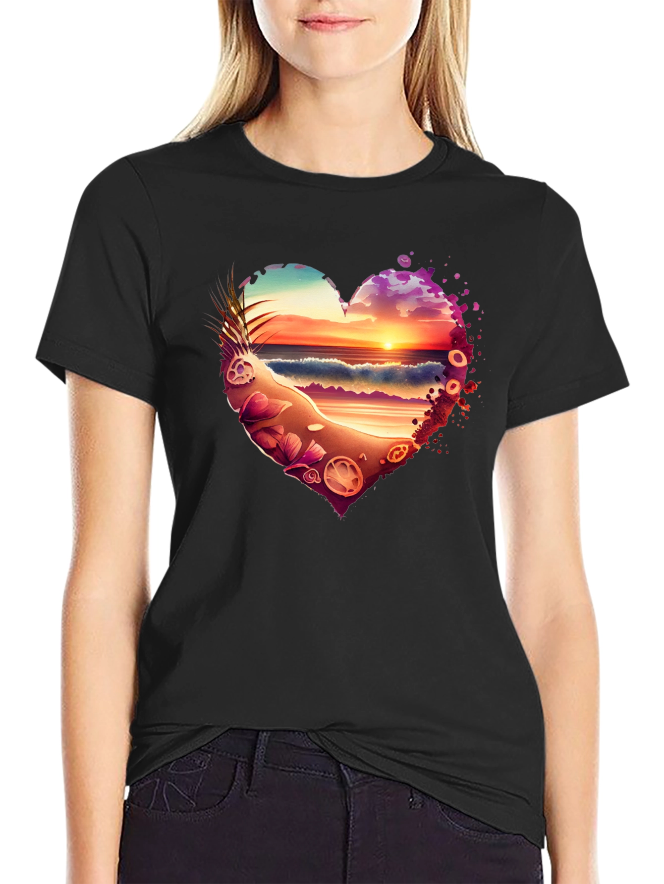 Sunset Beach Heart T-Shirt