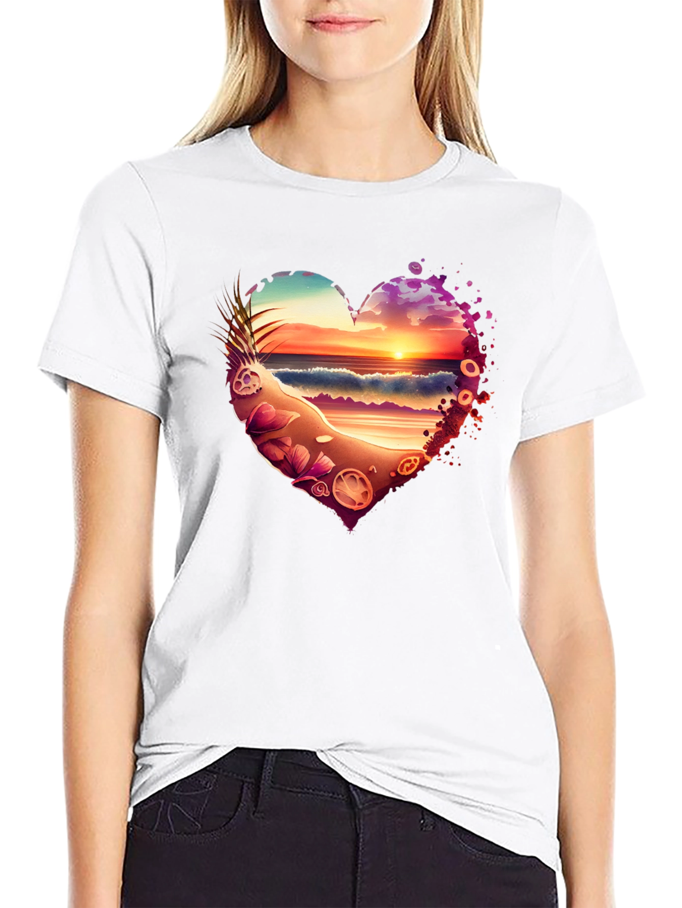 Sunset Beach Heart T-Shirt