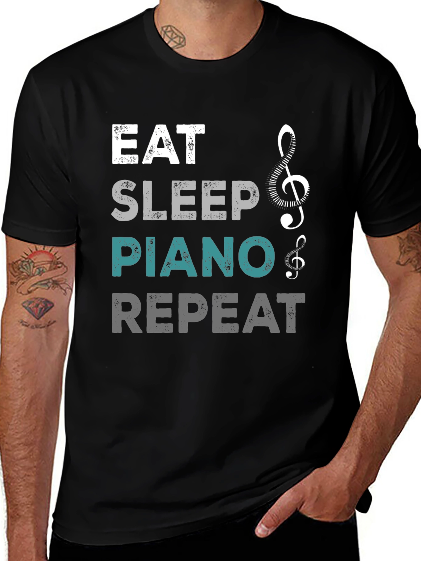 Eat Sleep Piano Repeat Graphic Tee