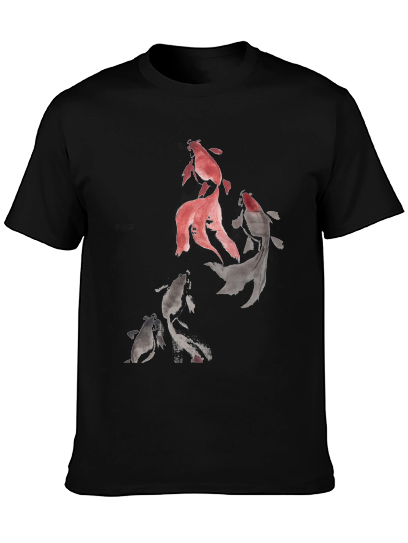 Koi Fish Graphic Print Black T-Shirt