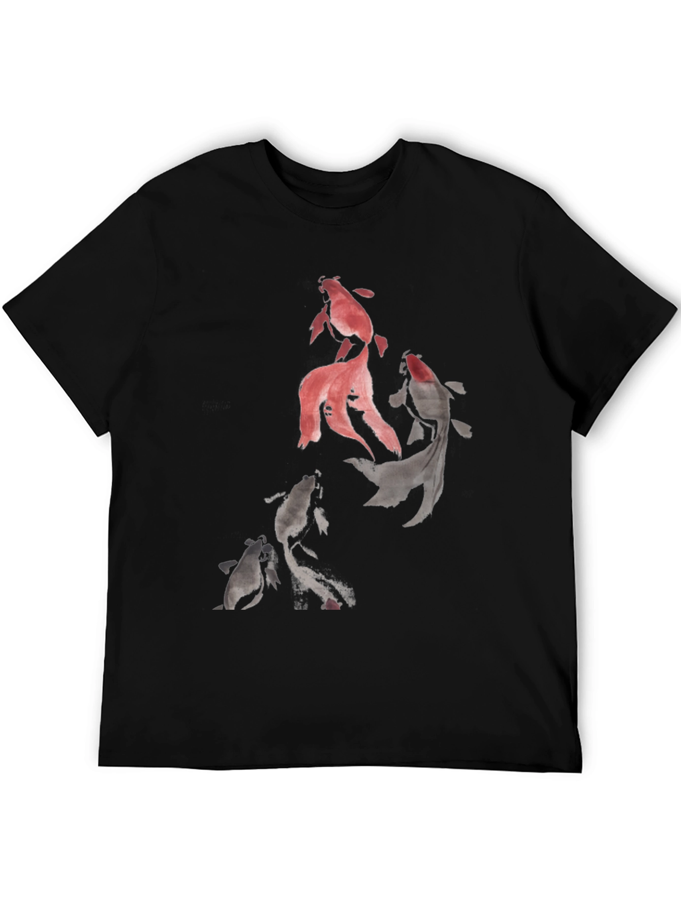 Koi Fish Graphic Print Black T-Shirt