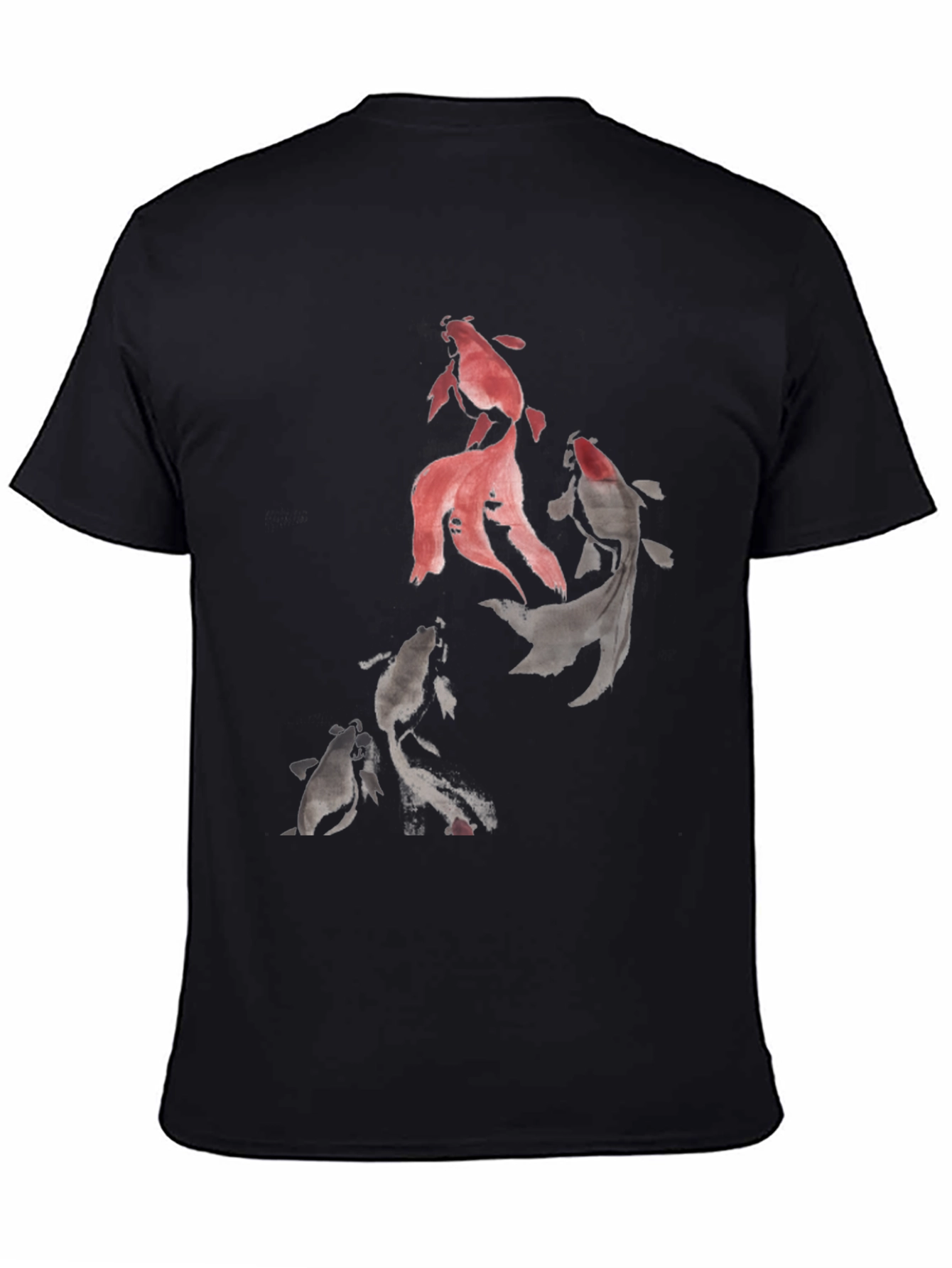 Koi Fish Graphic Print Black T-Shirt