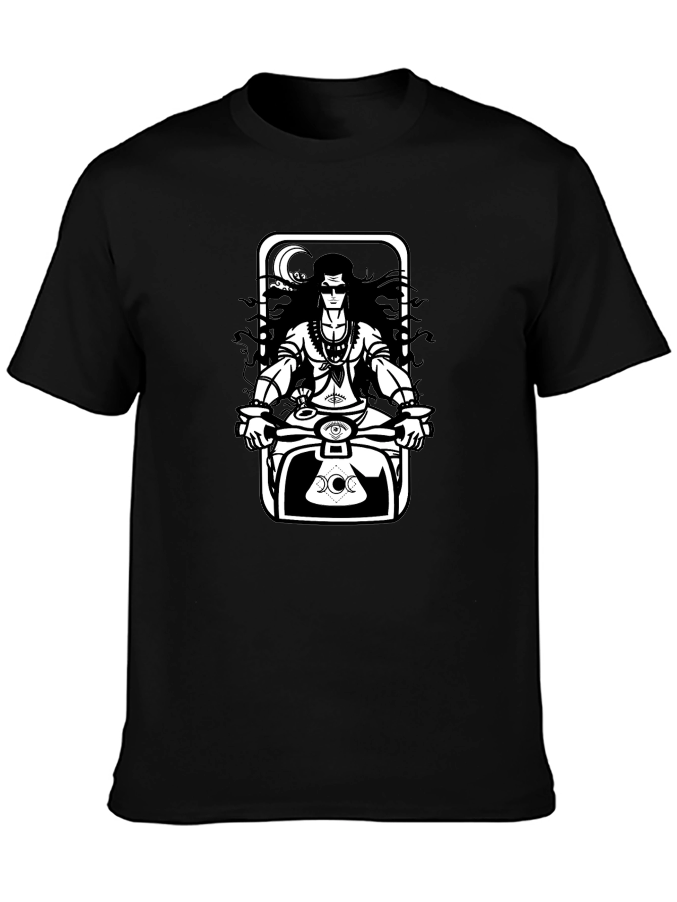 Shiva Motorbike Graphic Tee - Black Cotton Blend