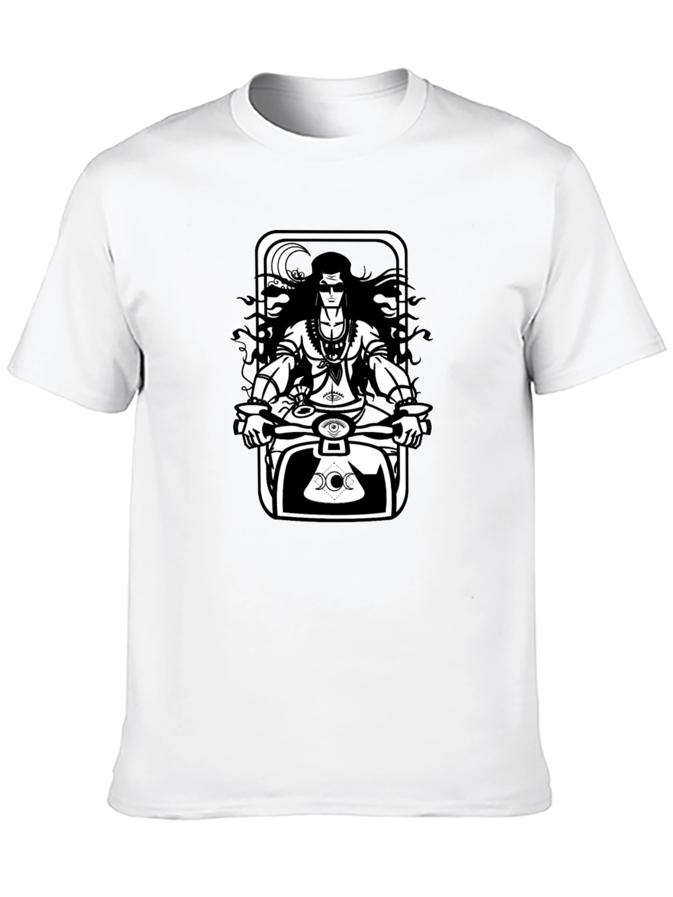 Shiva Motorbike Graphic Tee - Black Cotton Blend