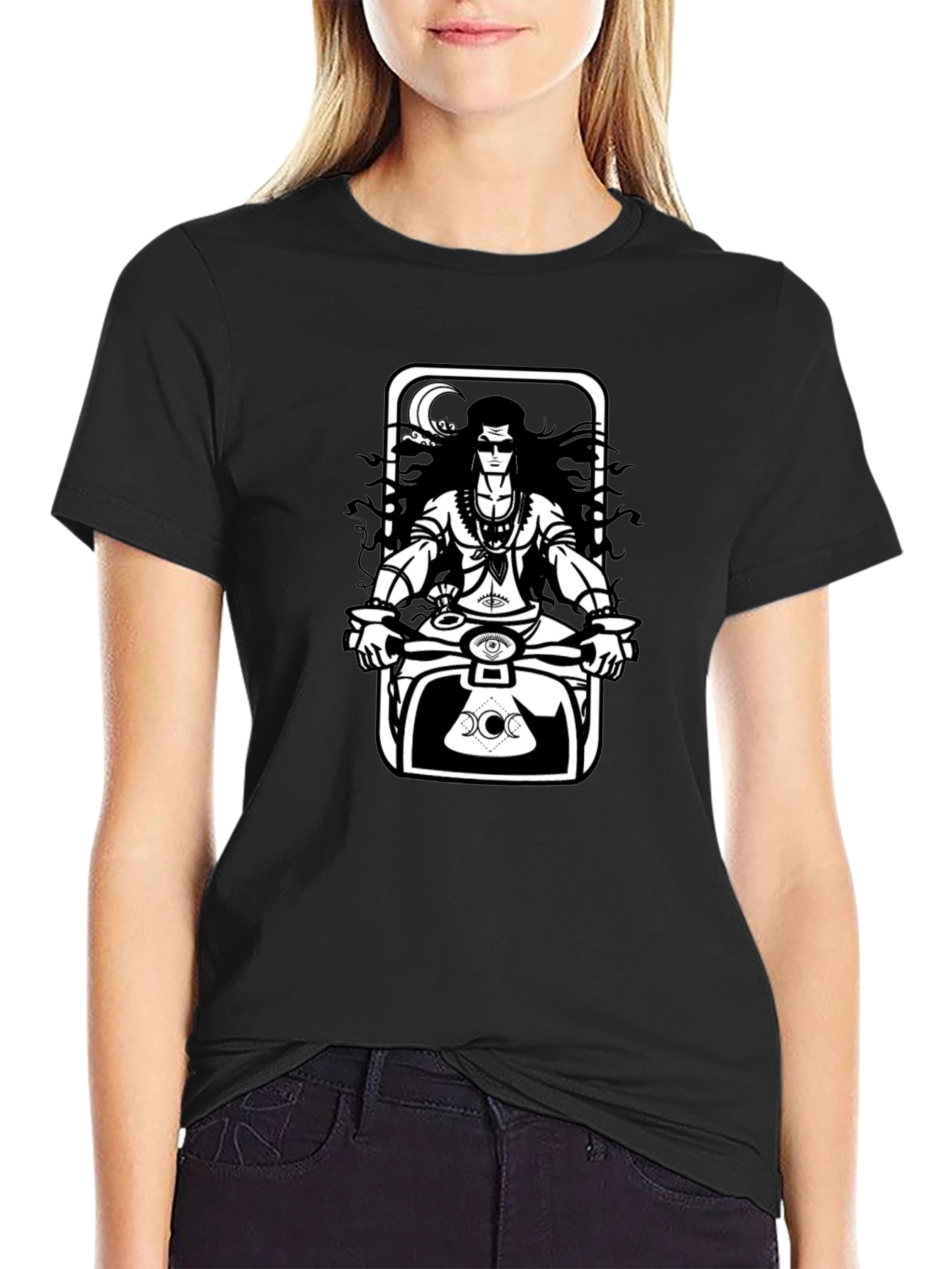 Shiva Motorbike Graphic Tee - Black Cotton Blend