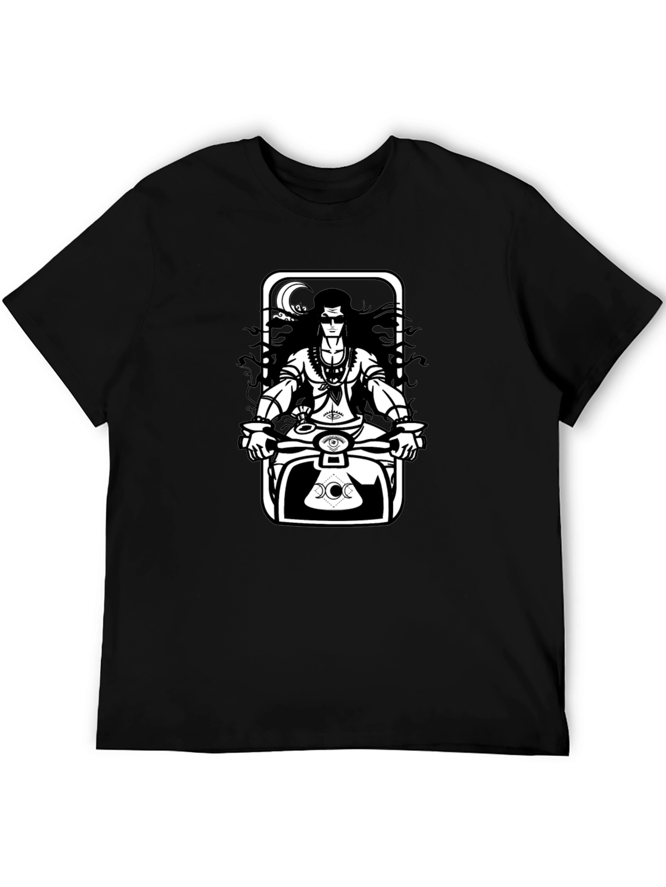 Shiva Motorbike Graphic Tee - Black Cotton Blend