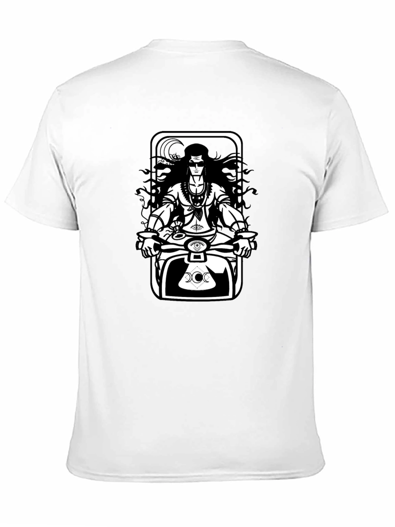 Shiva Motorbike Graphic Tee - Black Cotton Blend