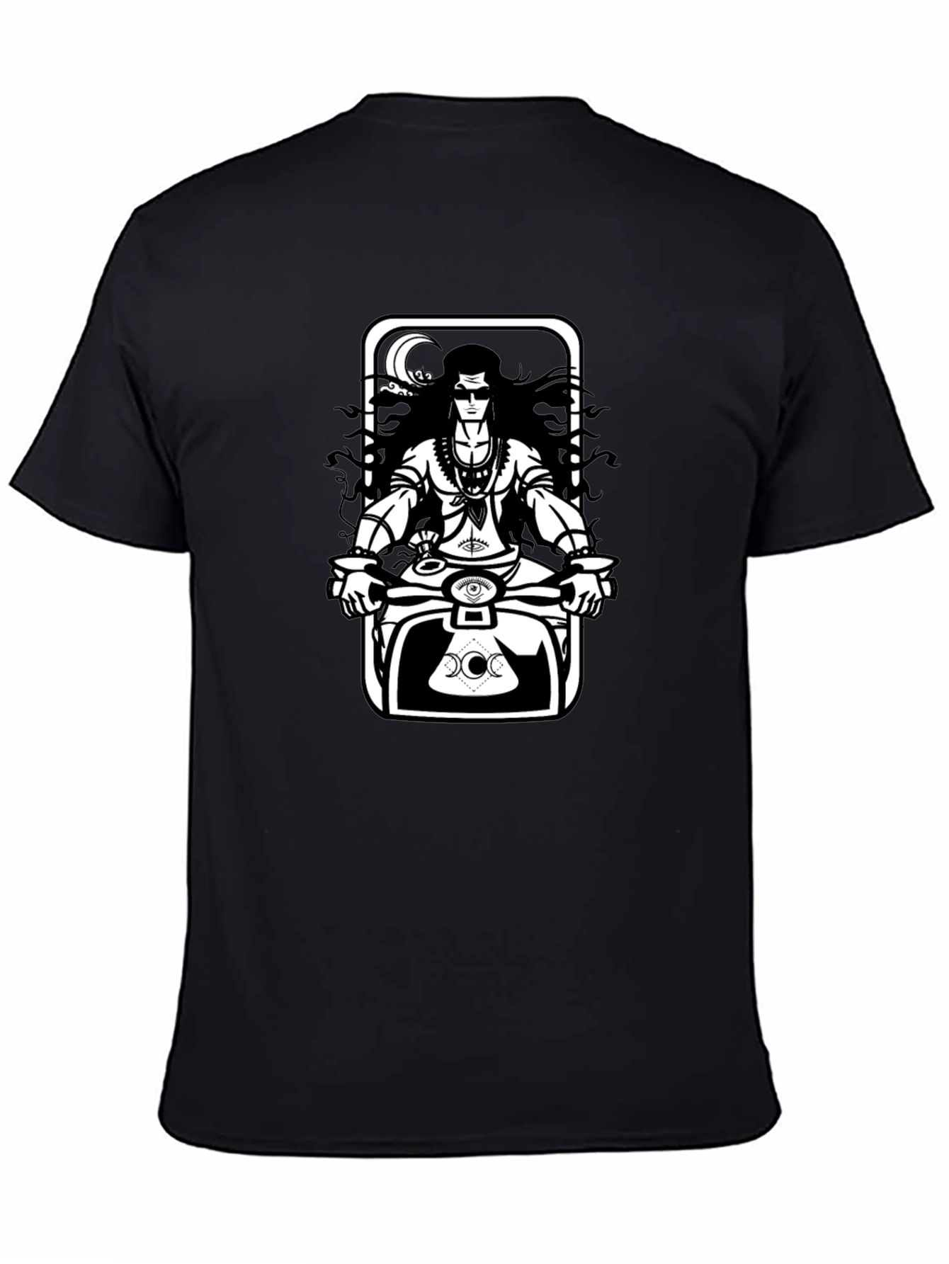 Shiva Motorbike Graphic Tee - Black Cotton Blend