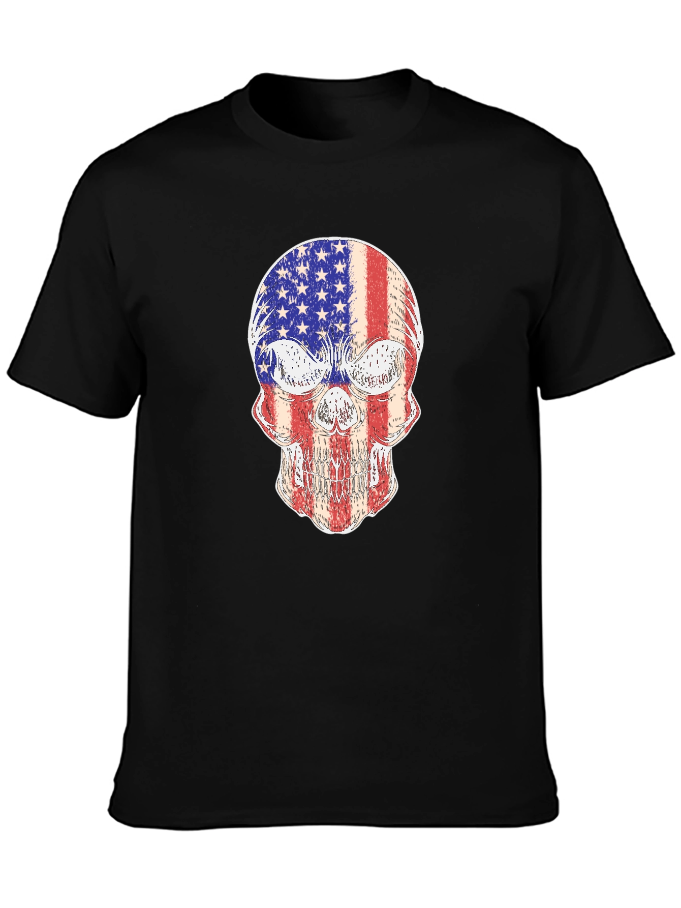 American Flag Skull Graphic Tee - Patriotic Pride