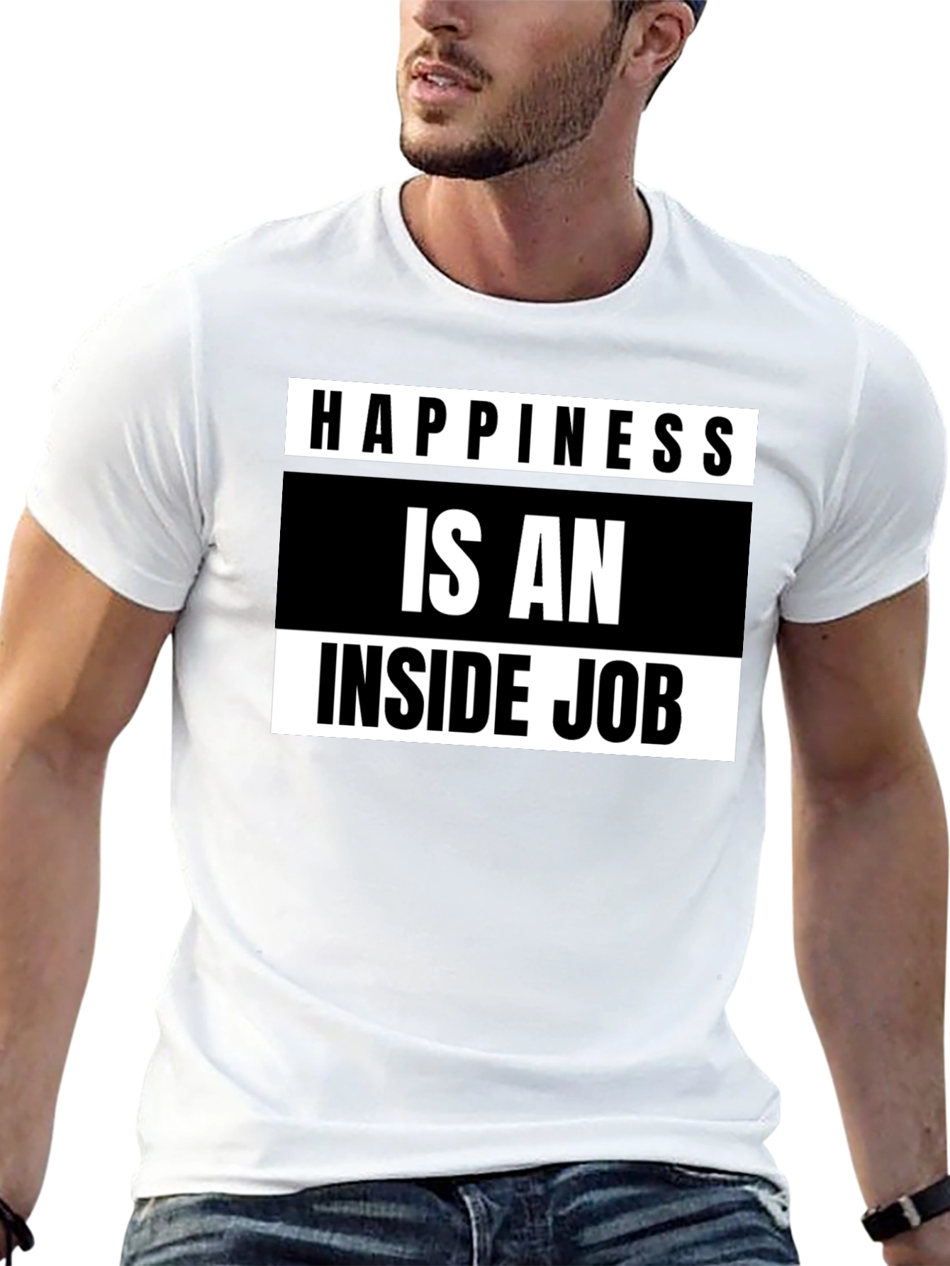 Happiness Inside Job Black Graphic Tee