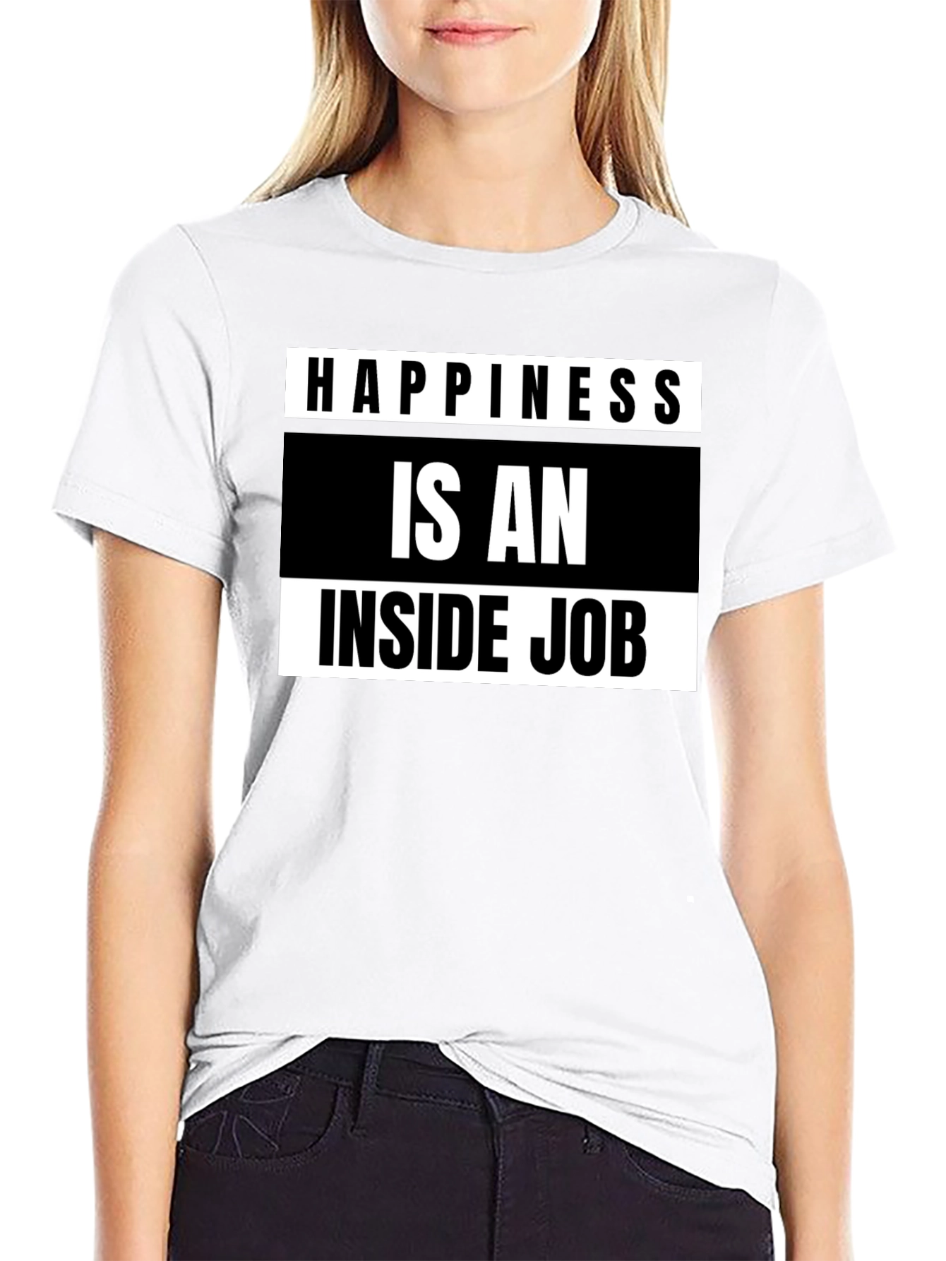 Happiness Inside Job Black Graphic Tee