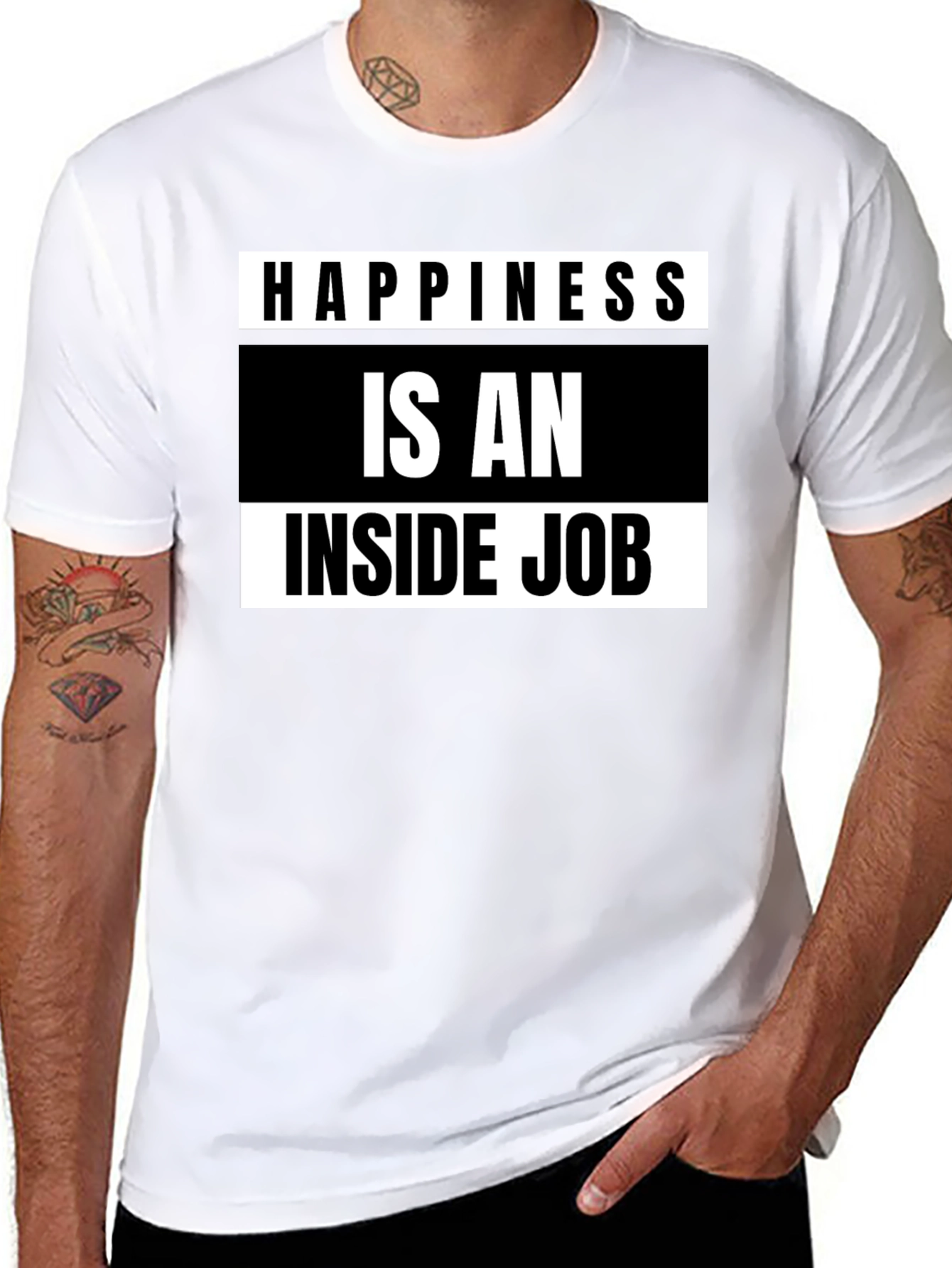 Happiness Inside Job Black Graphic Tee