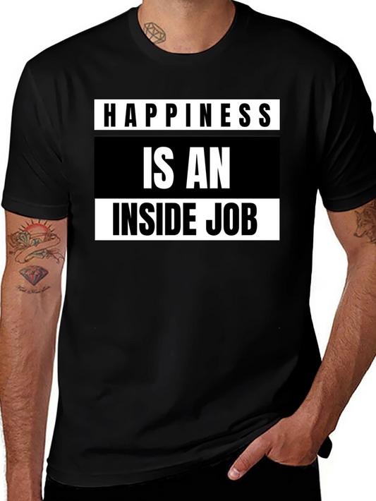 Happiness Inside Job Black Graphic Tee