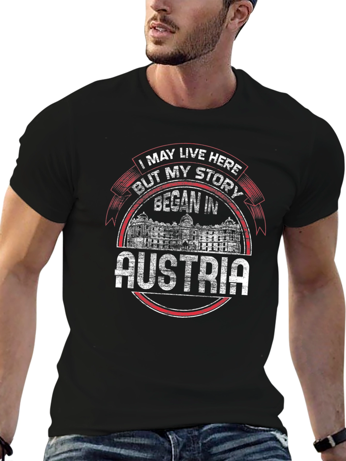 Austria Story Mens Black Graphic Tee