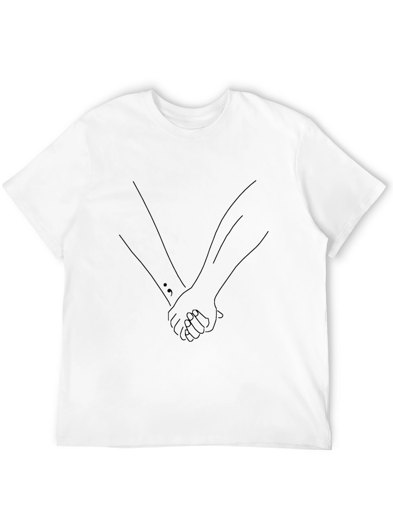 Minimalist Holding Hands Graphic Tee - Black
