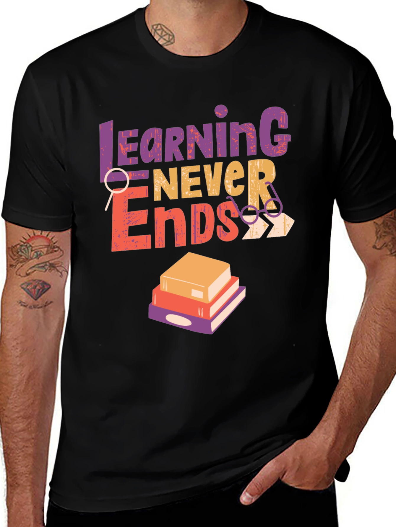 Learning Never Ends Graphic Tee - Black