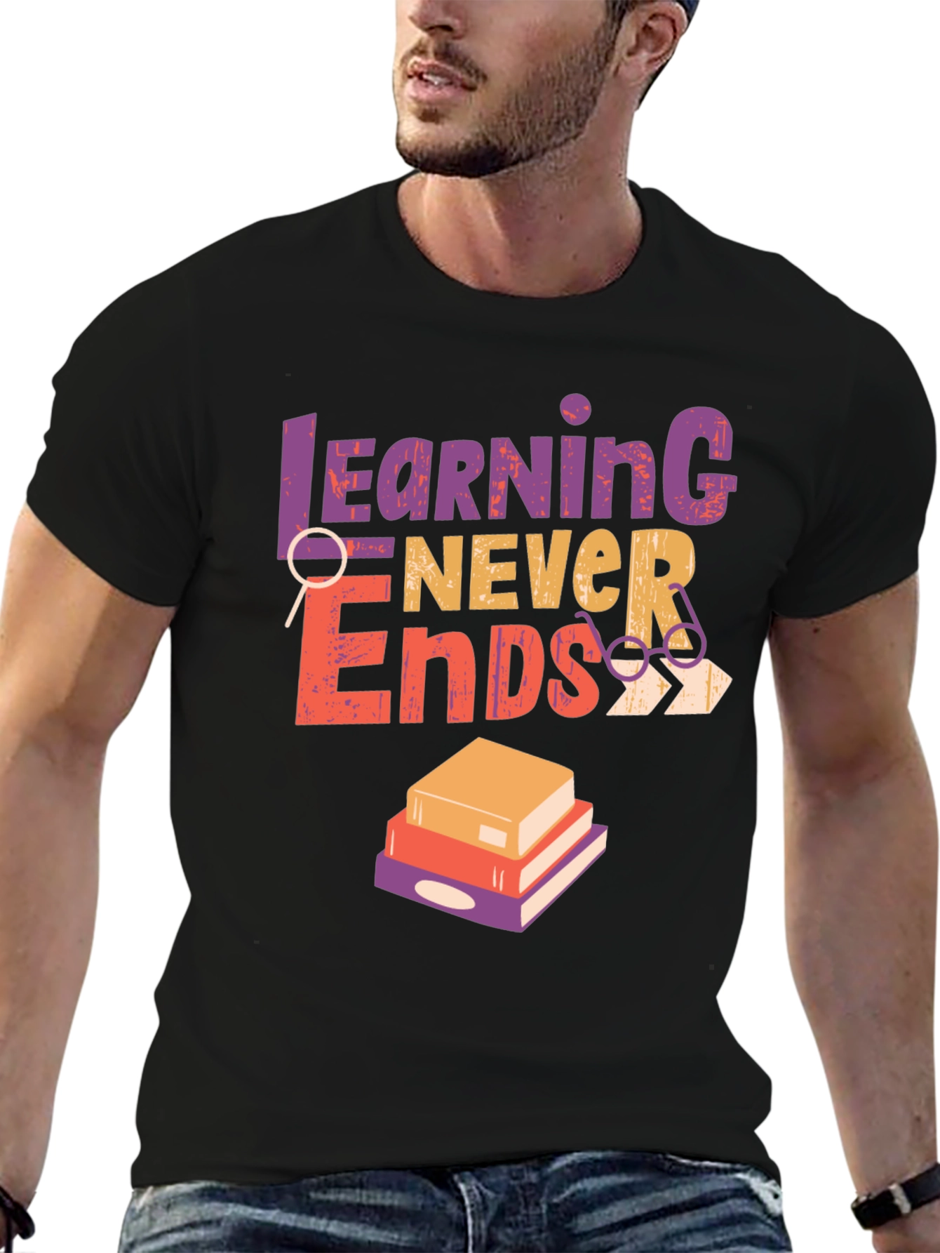 Learning Never Ends Graphic Tee - Black