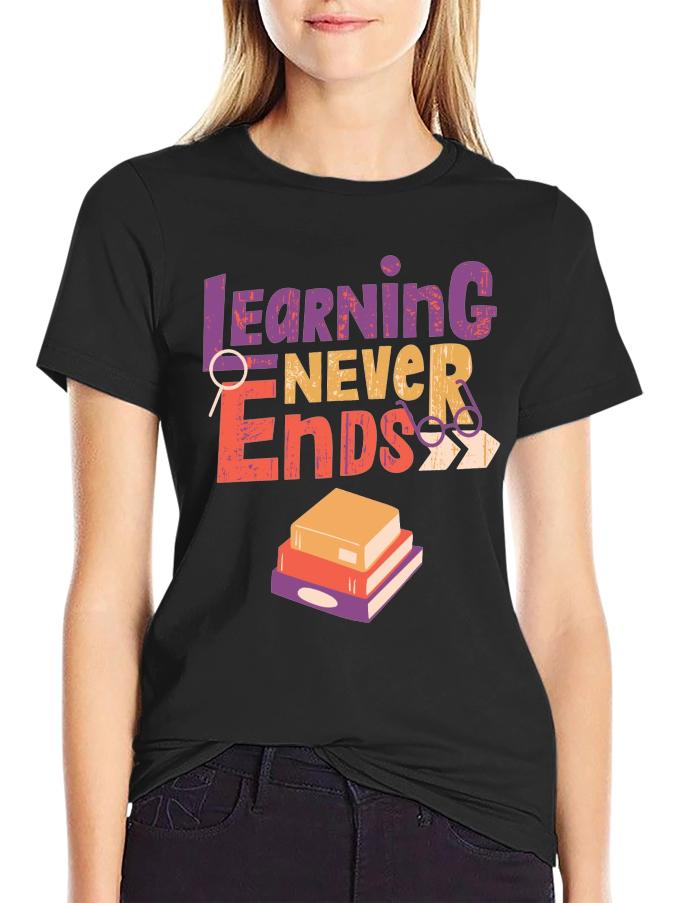 Learning Never Ends Graphic Tee - Black