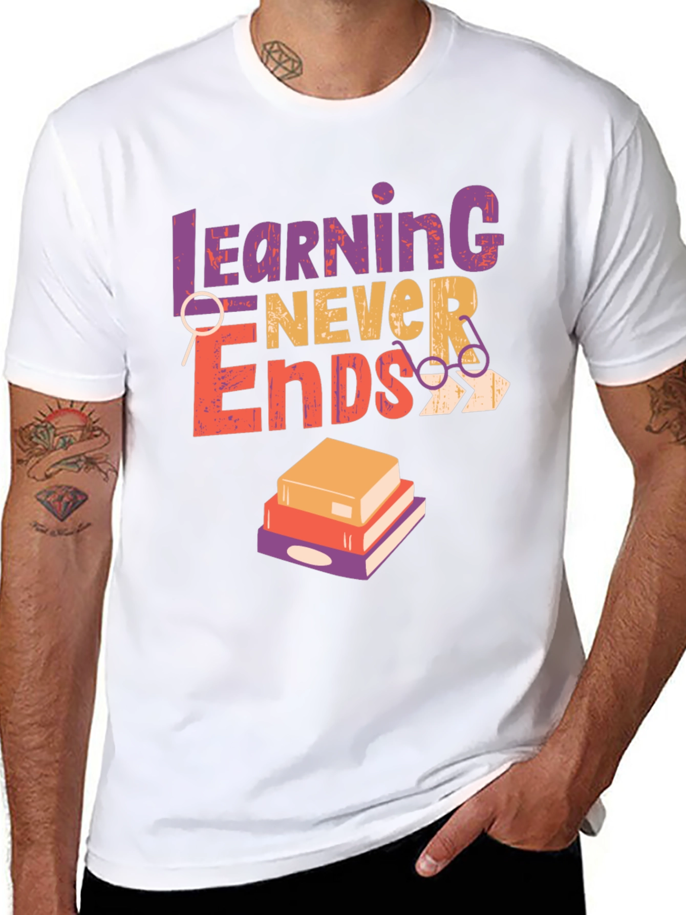Learning Never Ends Graphic Tee - Black
